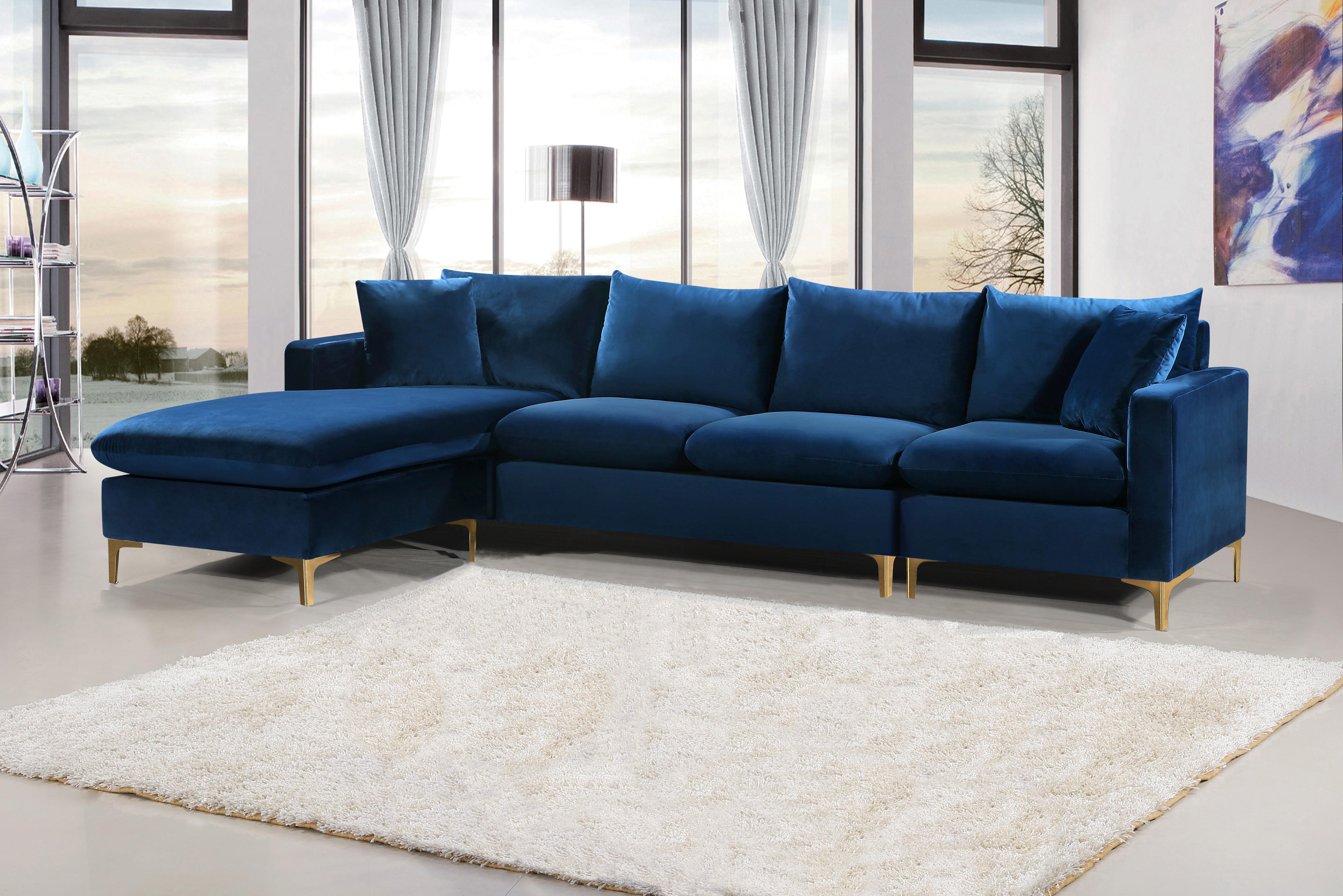 Naomi Navy Velvet 2pc. Reversible Sectional - Luxury Home Furniture (MI)
