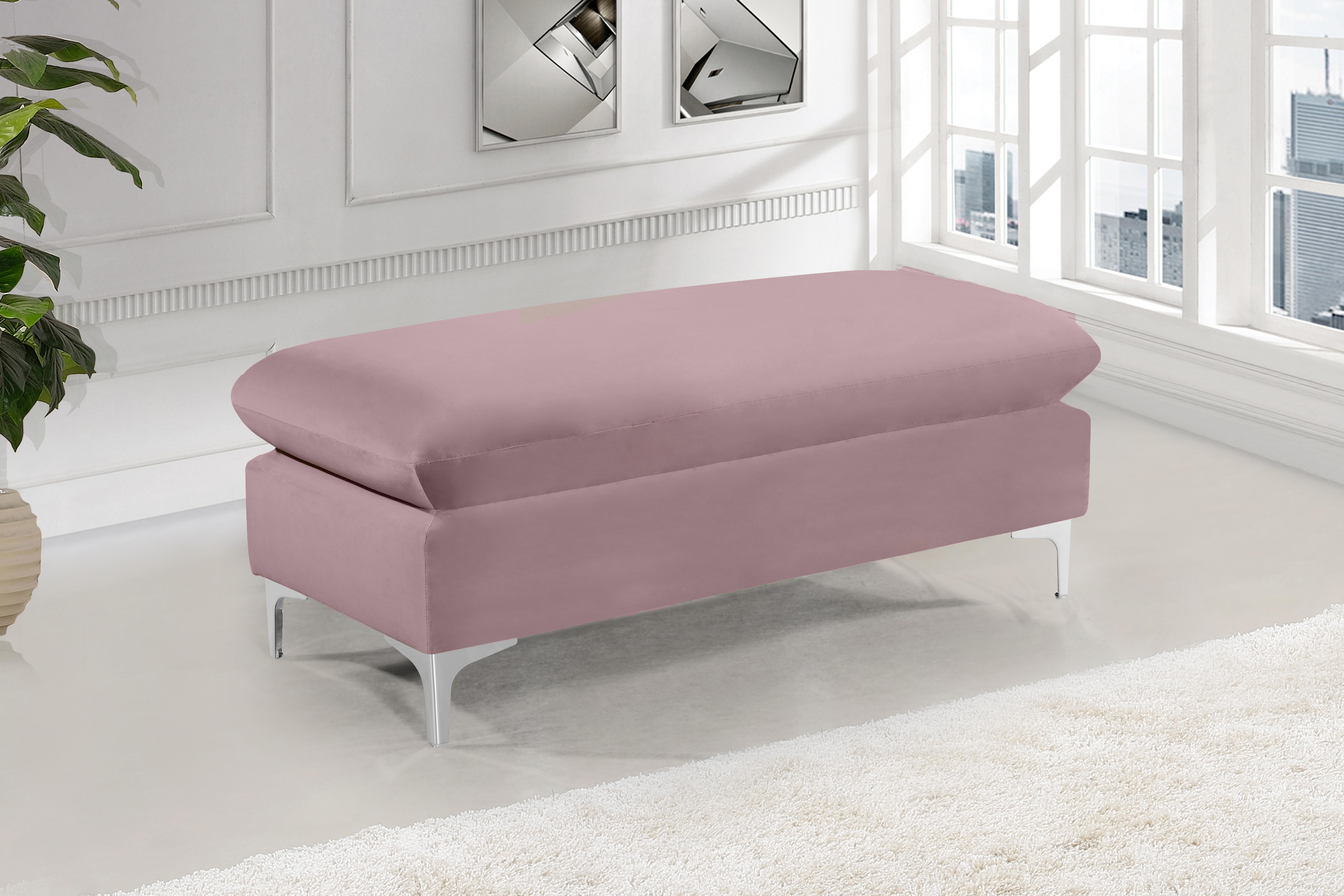 Naomi Pink Velvet Ottoman - Luxury Home Furniture (MI)