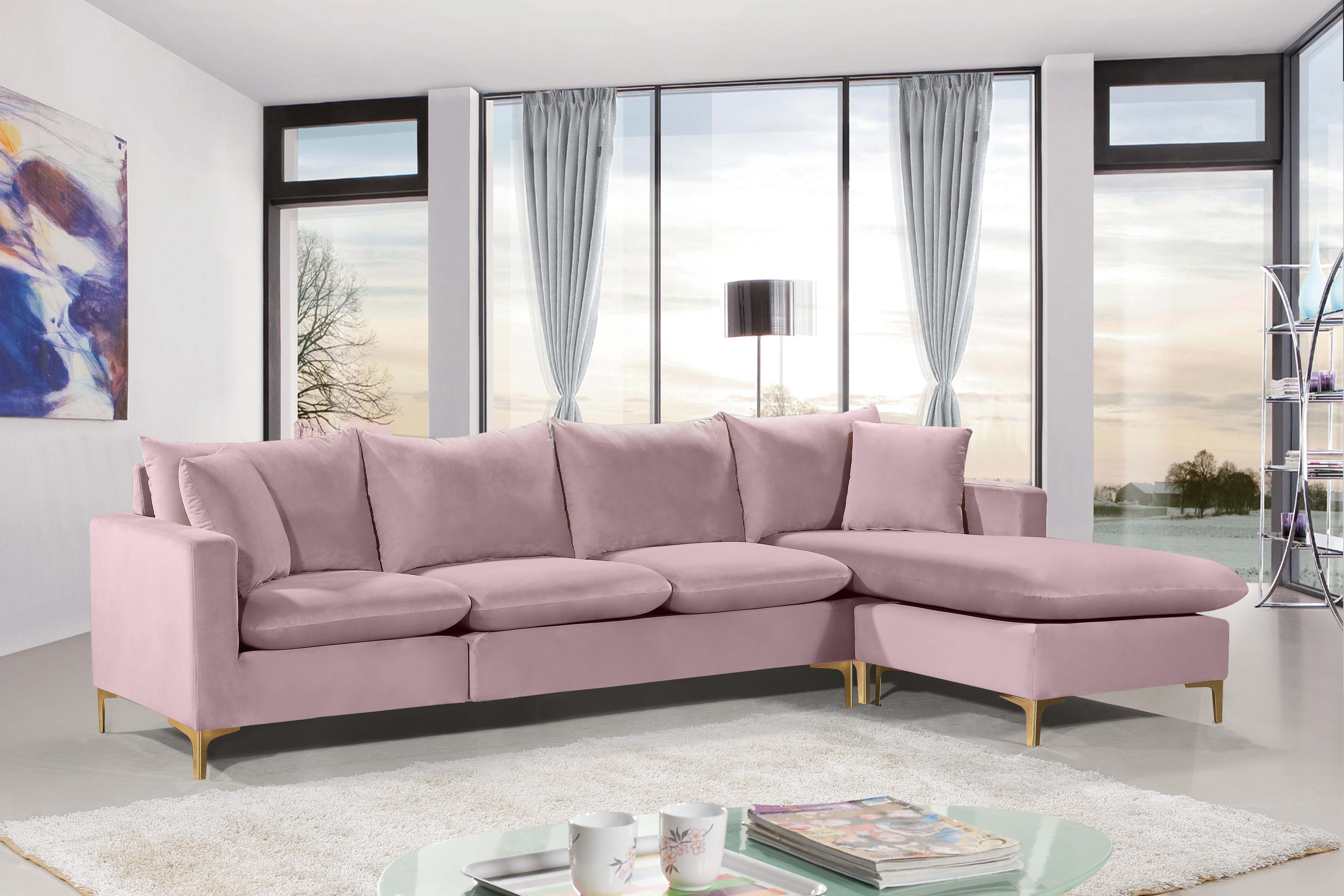 Naomi Pink Velvet 2pc. Reversible Sectional - Luxury Home Furniture (MI)