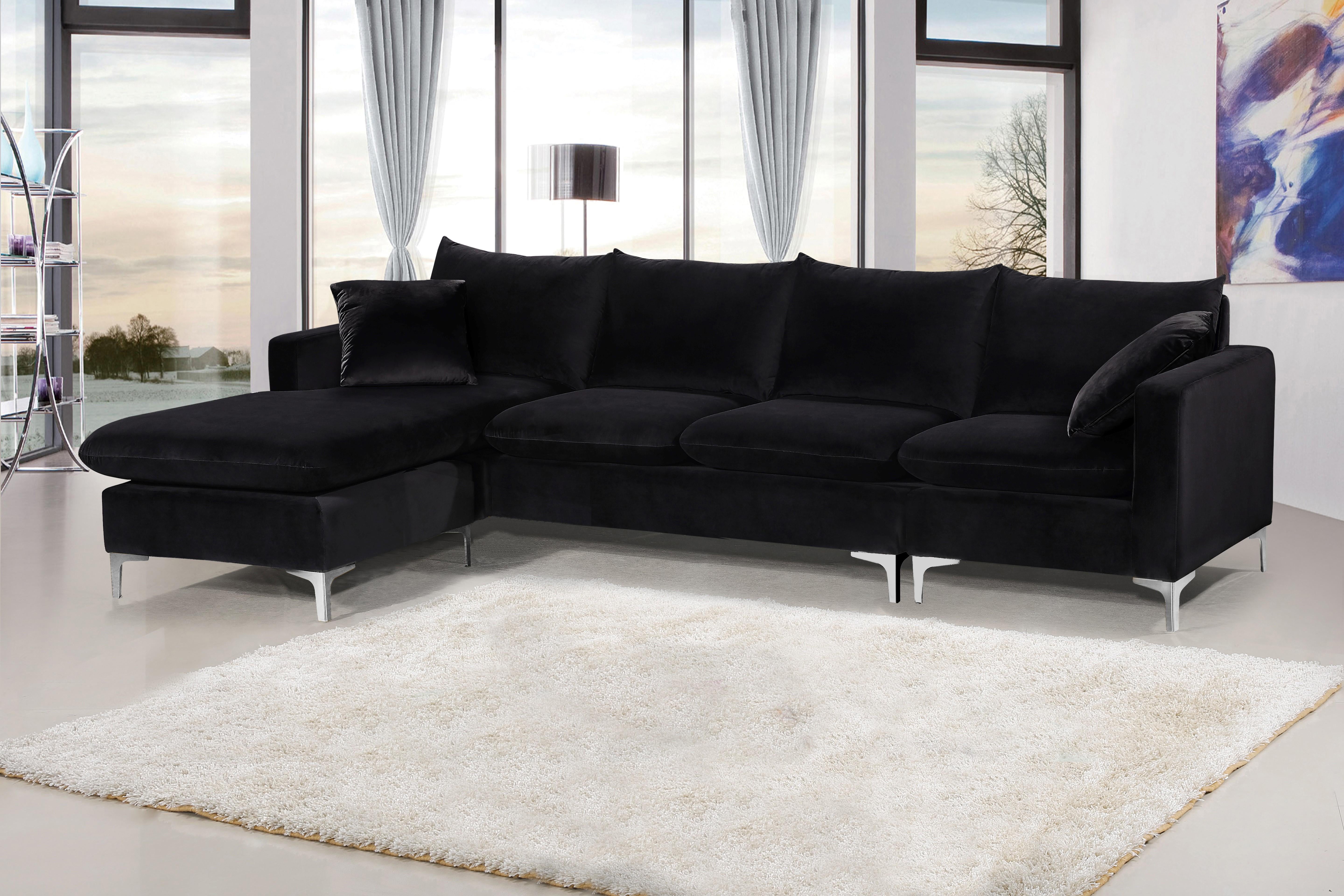 Naomi Black Velvet 2pc. Reversible Sectional - Luxury Home Furniture (MI)