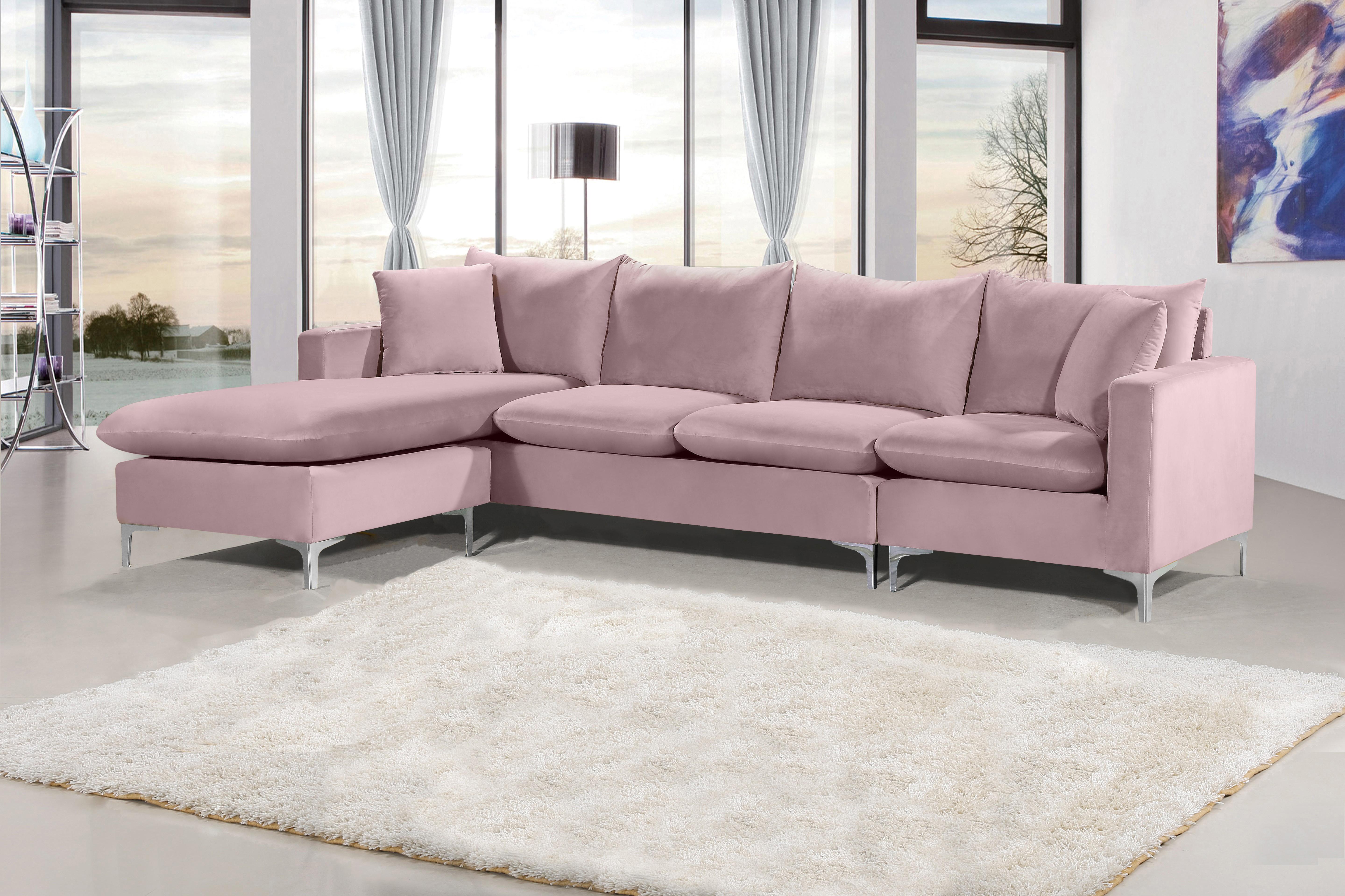 Naomi Pink Velvet 2pc. Reversible Sectional - Luxury Home Furniture (MI)