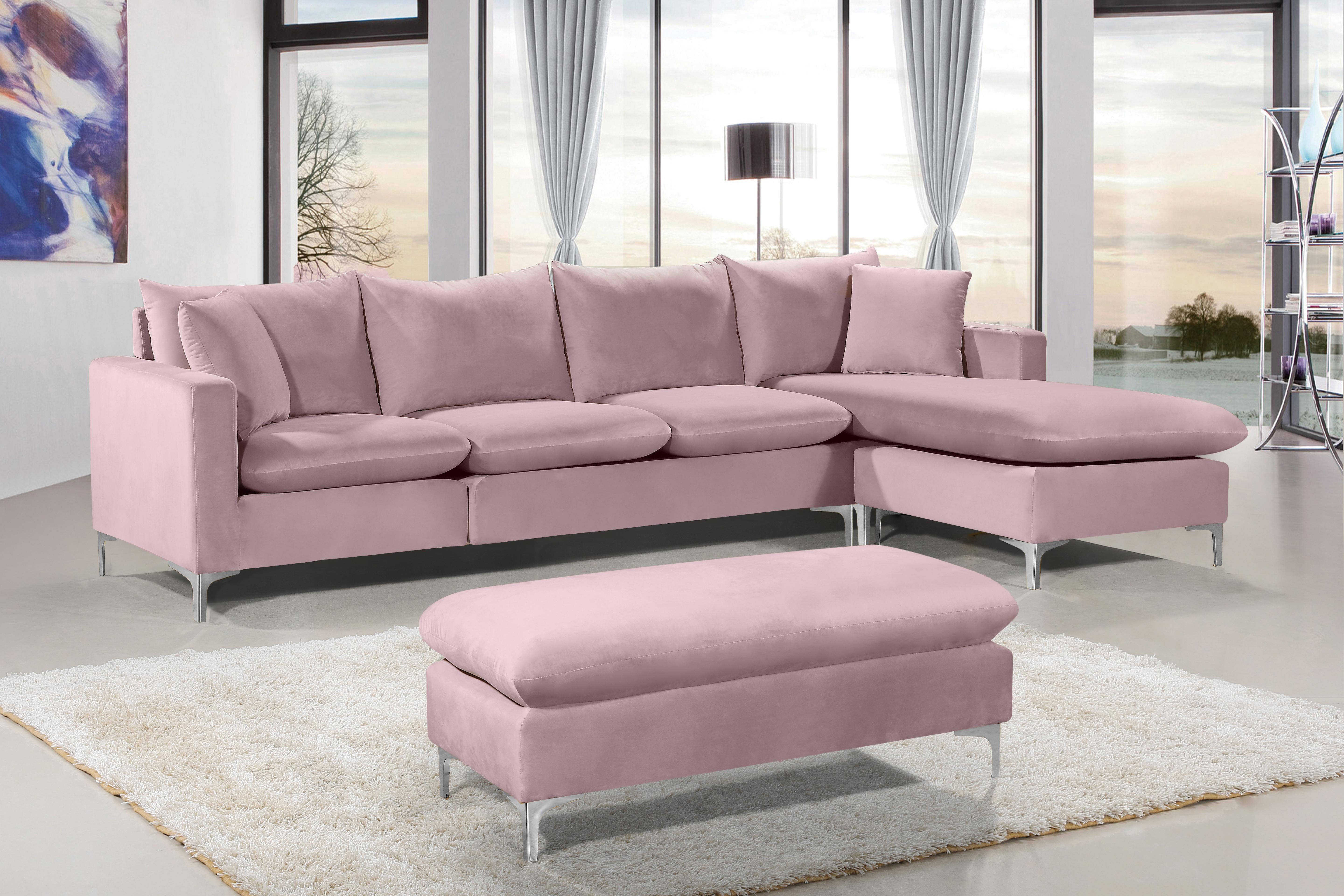 Naomi Pink Velvet 2pc. Reversible Sectional - Luxury Home Furniture (MI)