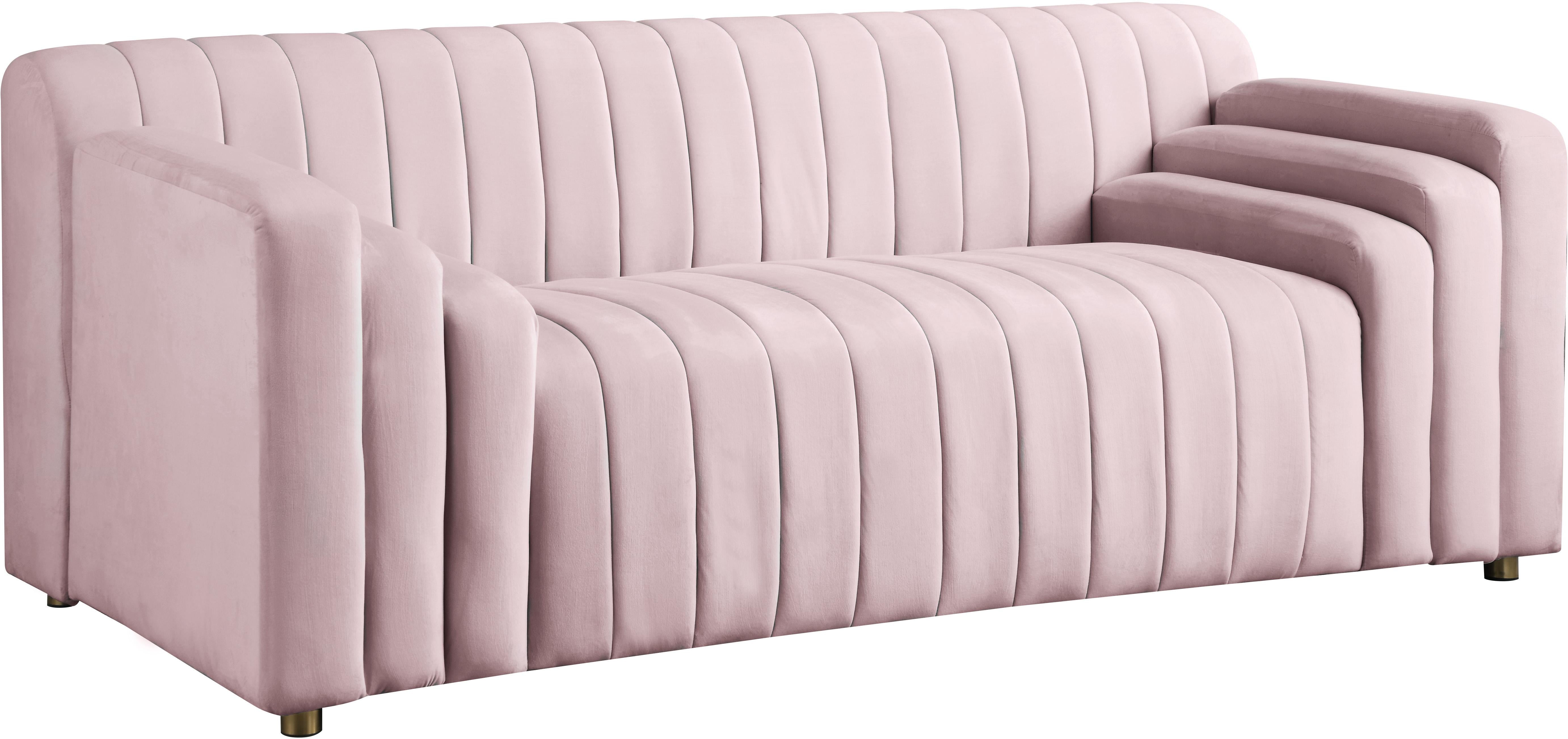 Naya Pink Velvet Loveseat - Luxury Home Furniture (MI)