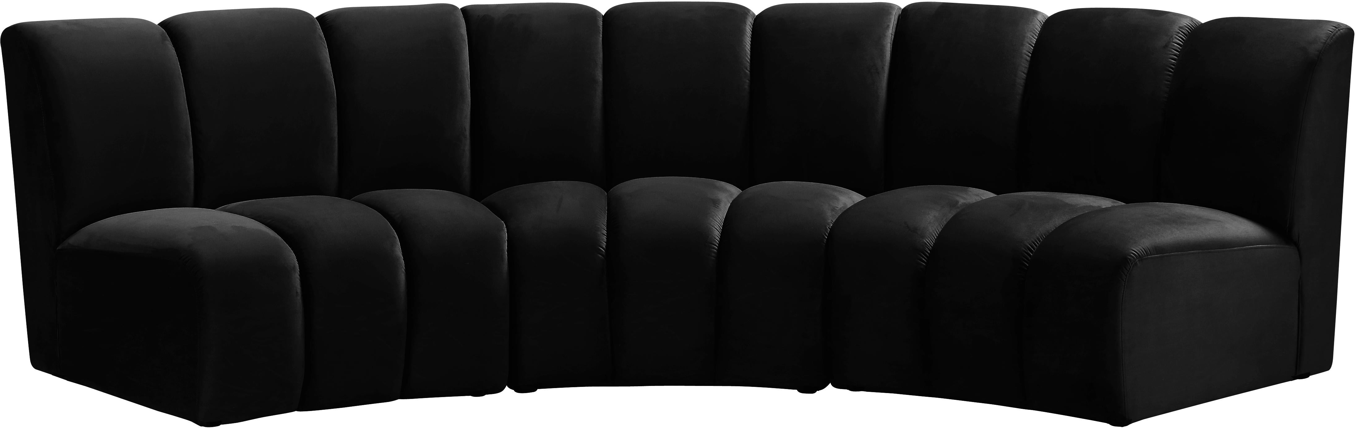 Infinity Black Velvet 3pc. Modular Sectional - Luxury Home Furniture (MI)
