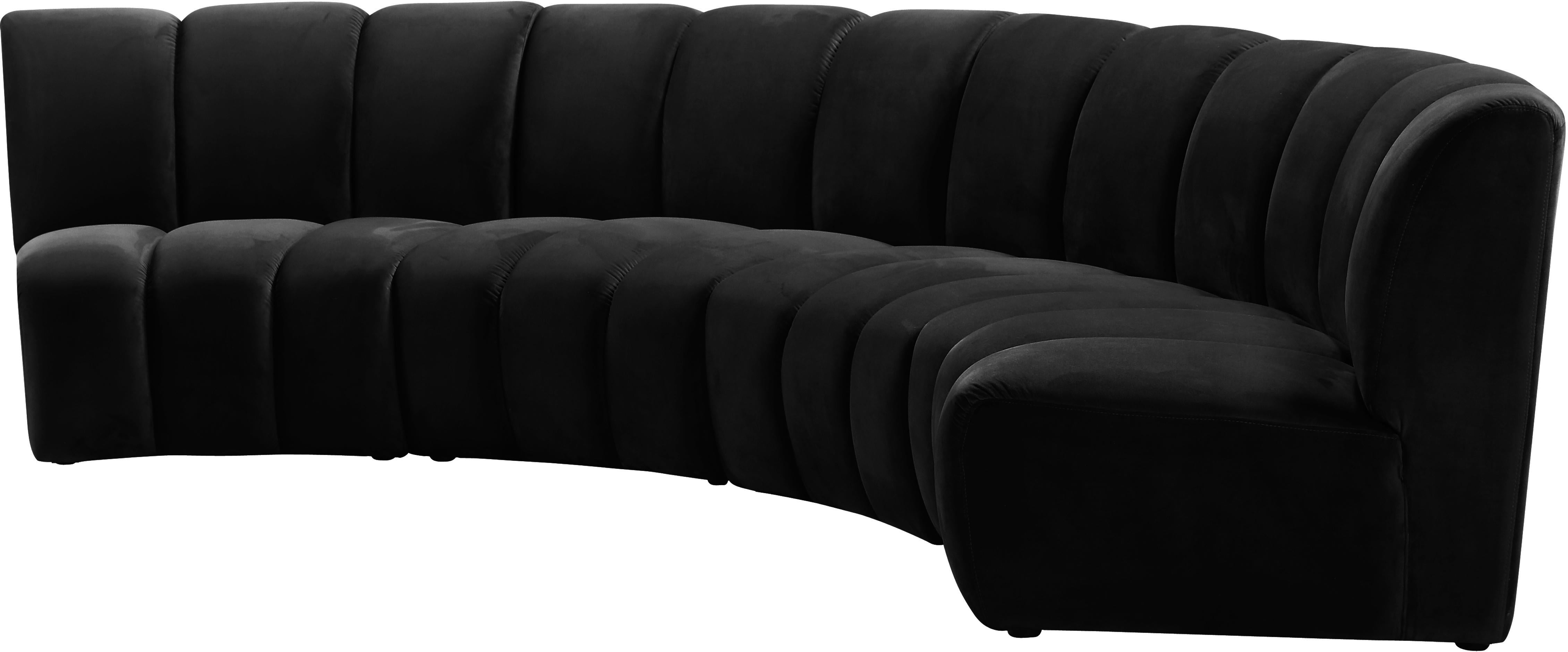 Infinity Black Velvet 4pc. Modular Sectional - Luxury Home Furniture (MI)
