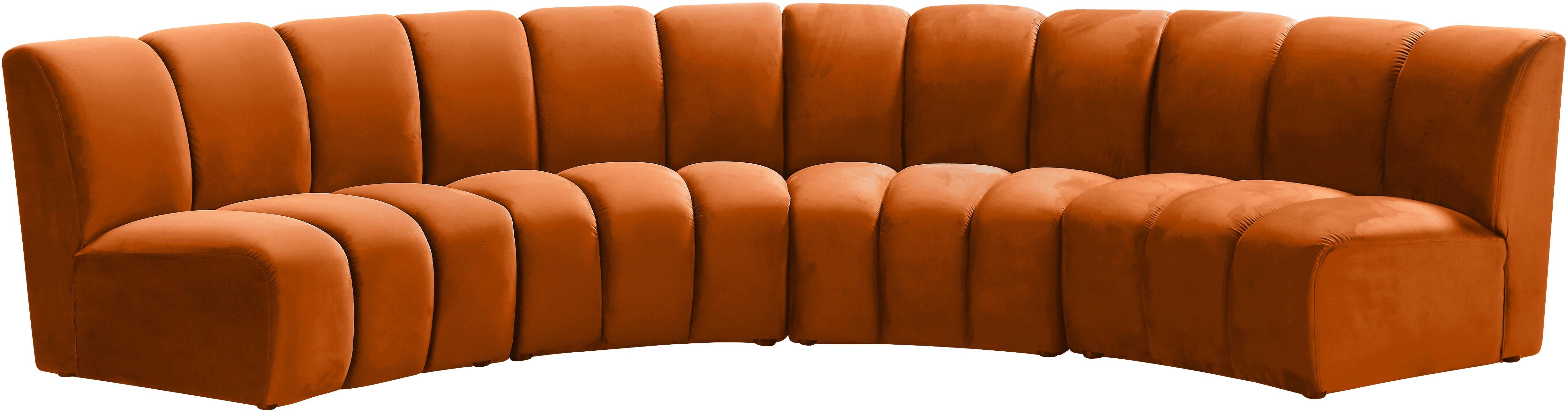Infinity Cognac Velvet 4pc. Modular Sectional - Luxury Home Furniture (MI)