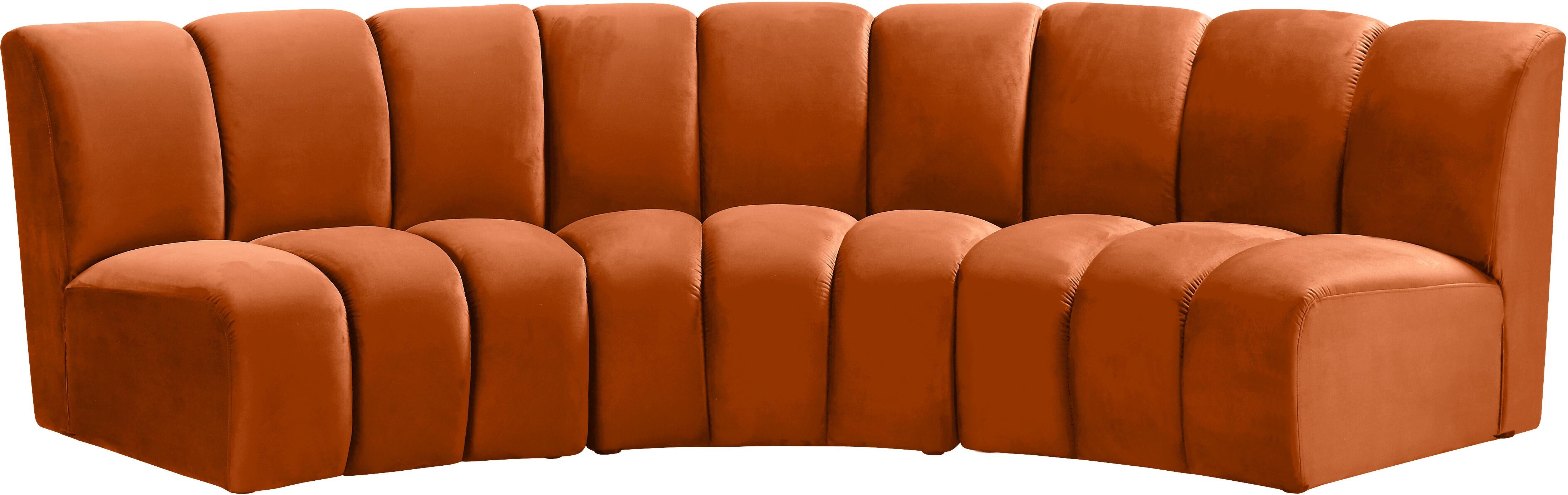 Infinity Cognac Velvet 3pc. Modular Sectional