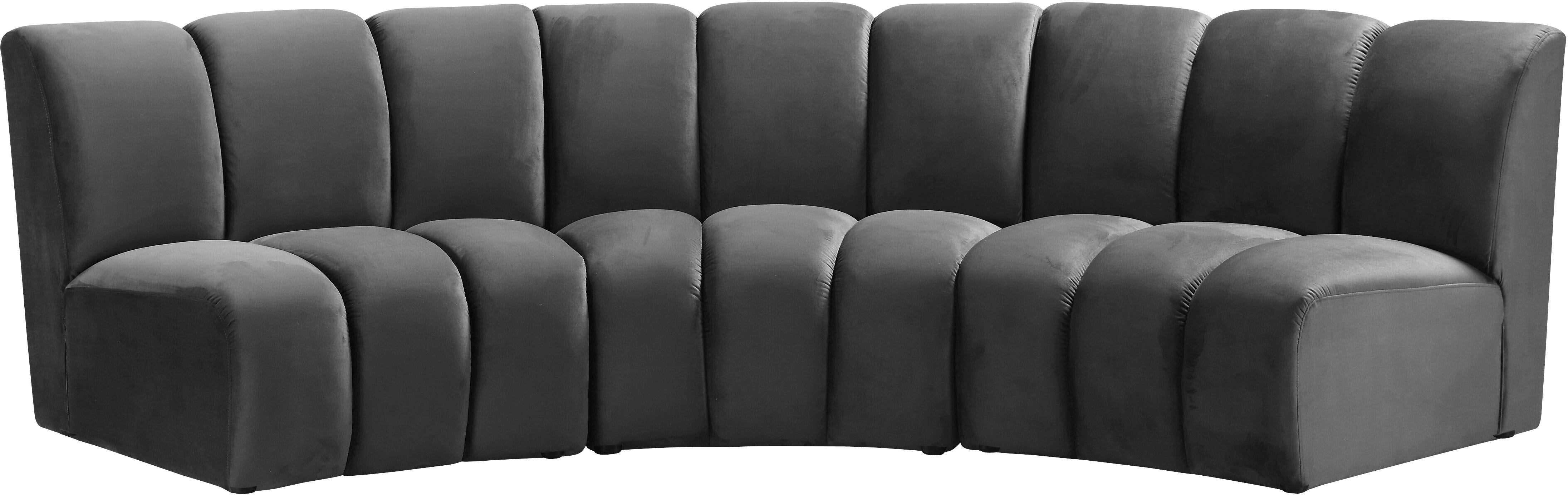Infinity Grey Velvet 3pc. Modular Sectional - Luxury Home Furniture (MI)