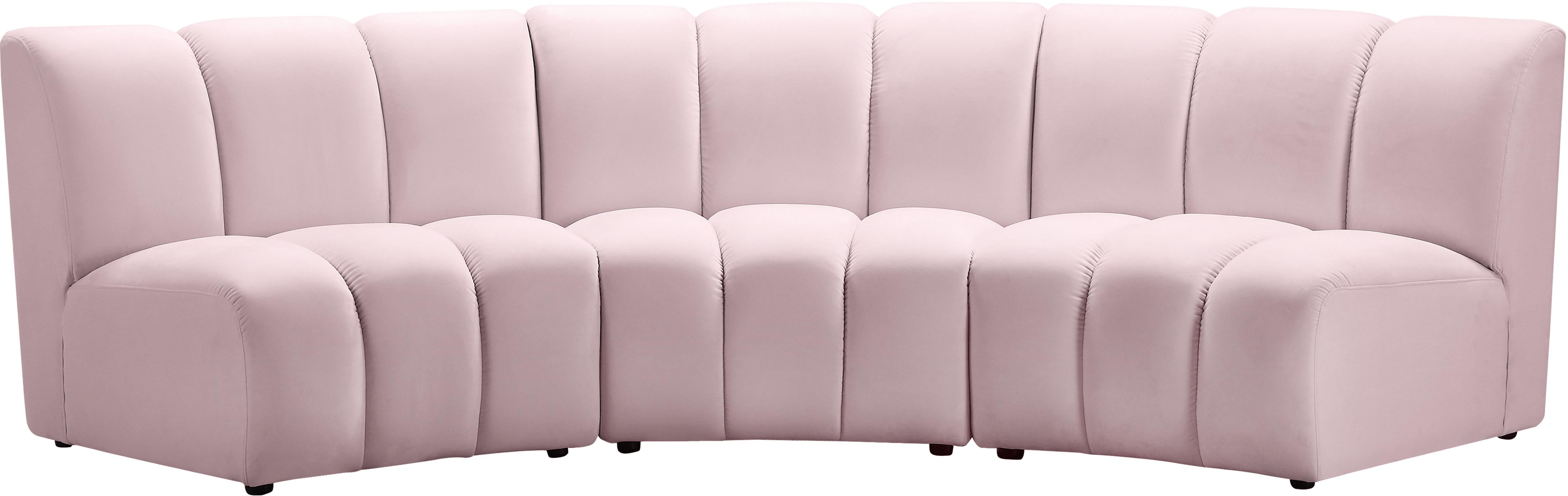 Infinity Pink Velvet 3pc. Modular Sectional