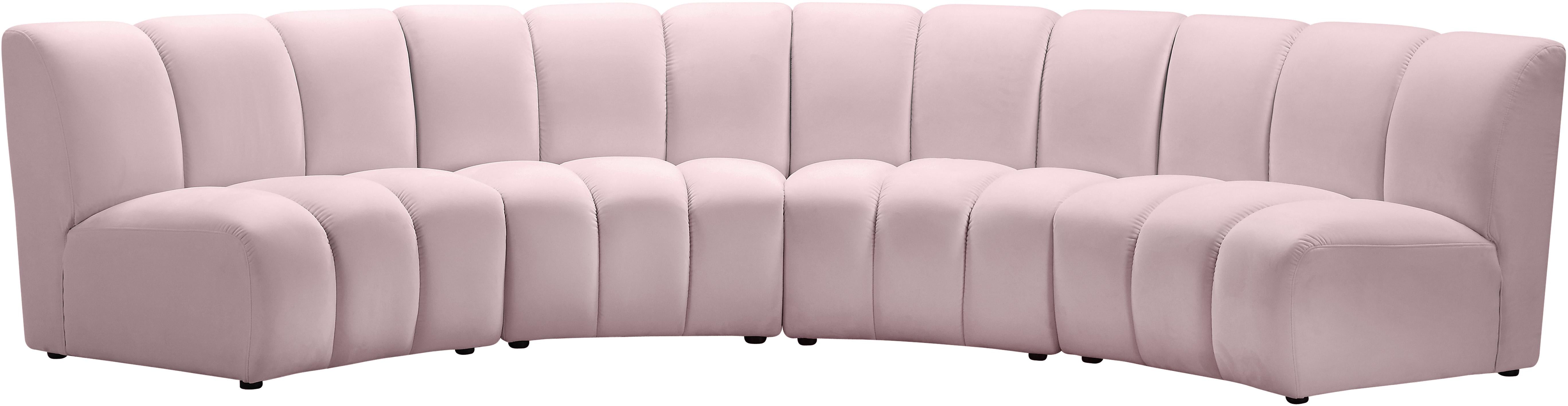 Infinity Pink Velvet 4pc. Modular Sectional