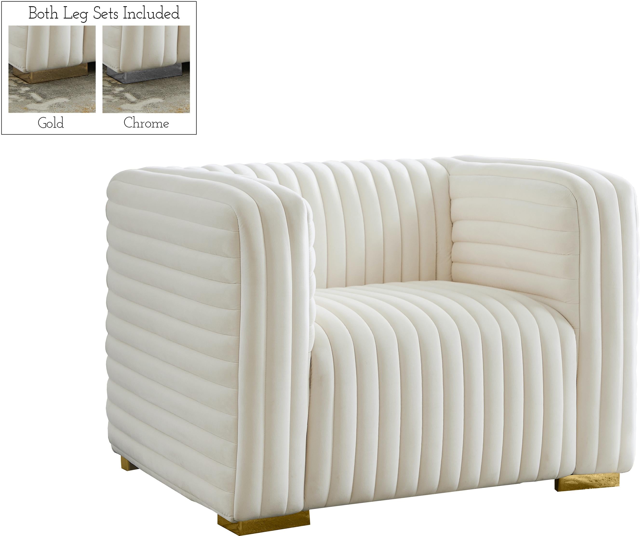 Ravish Cream Velvet Chair - Luxury Home Furniture (MI)