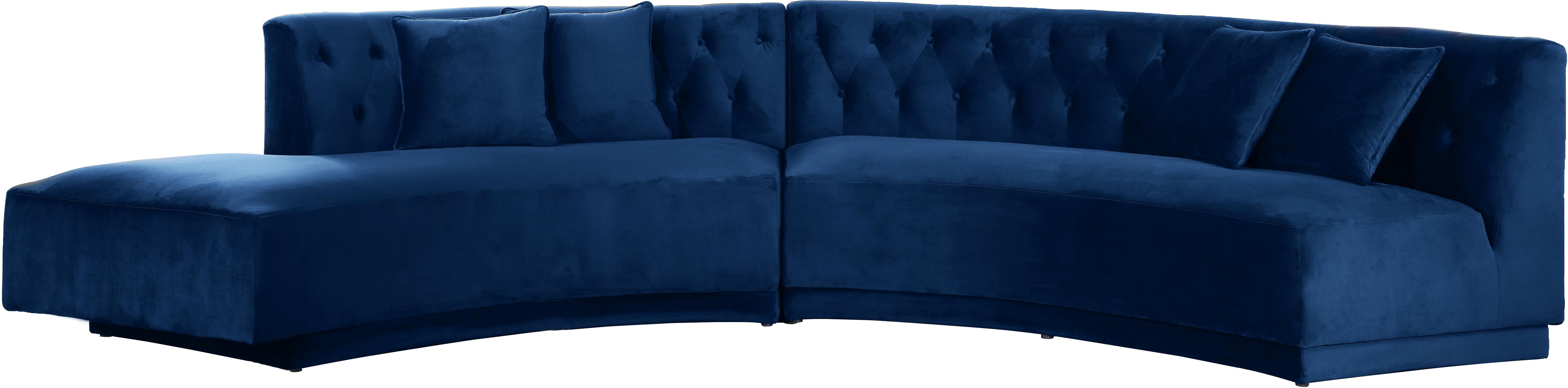 Kenzi Navy Velvet 2pc. Sectional - Luxury Home Furniture (MI)