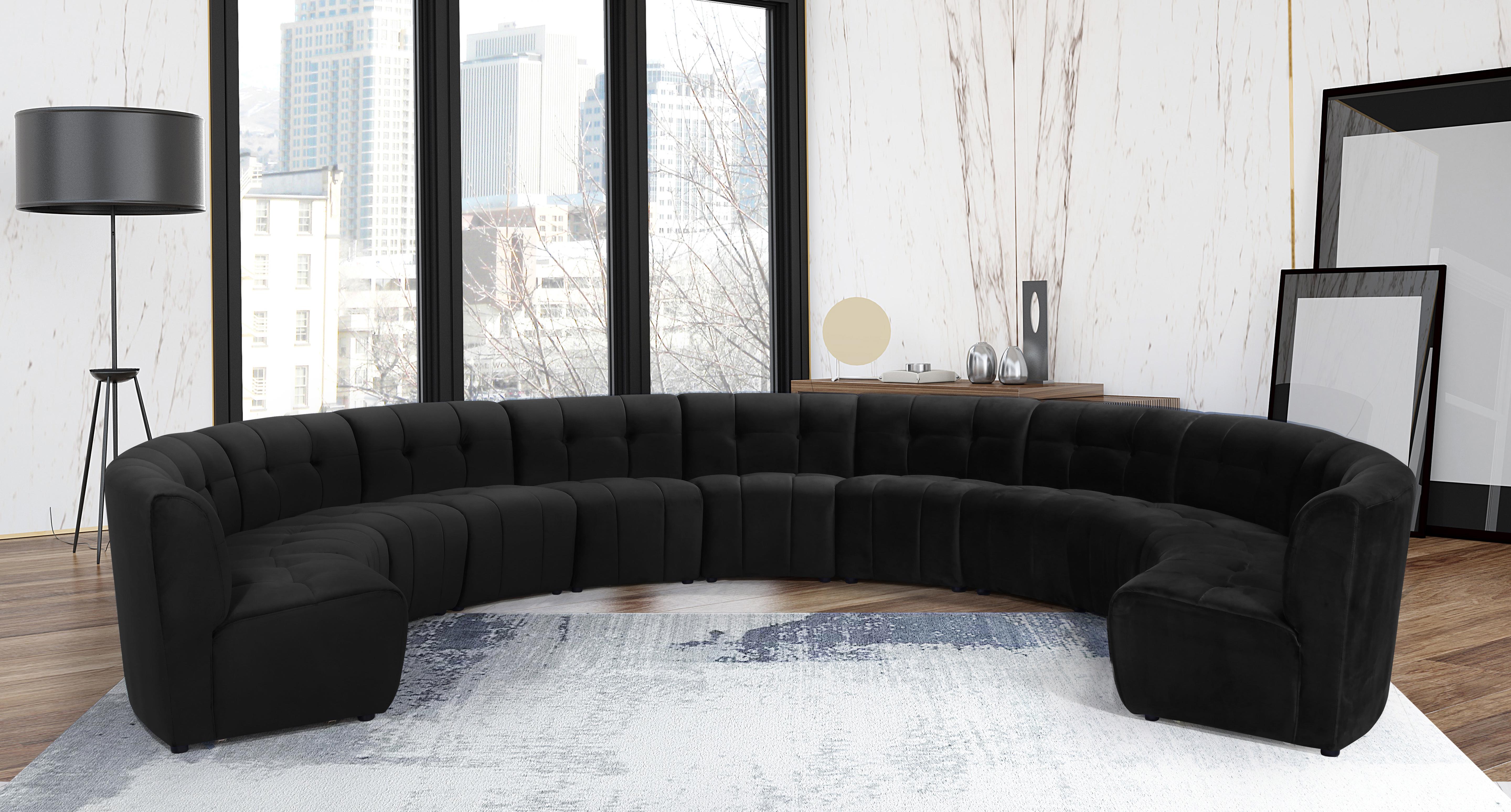 Limitless Black Velvet 11pc. Modular Sectional - Luxury Home Furniture (MI)