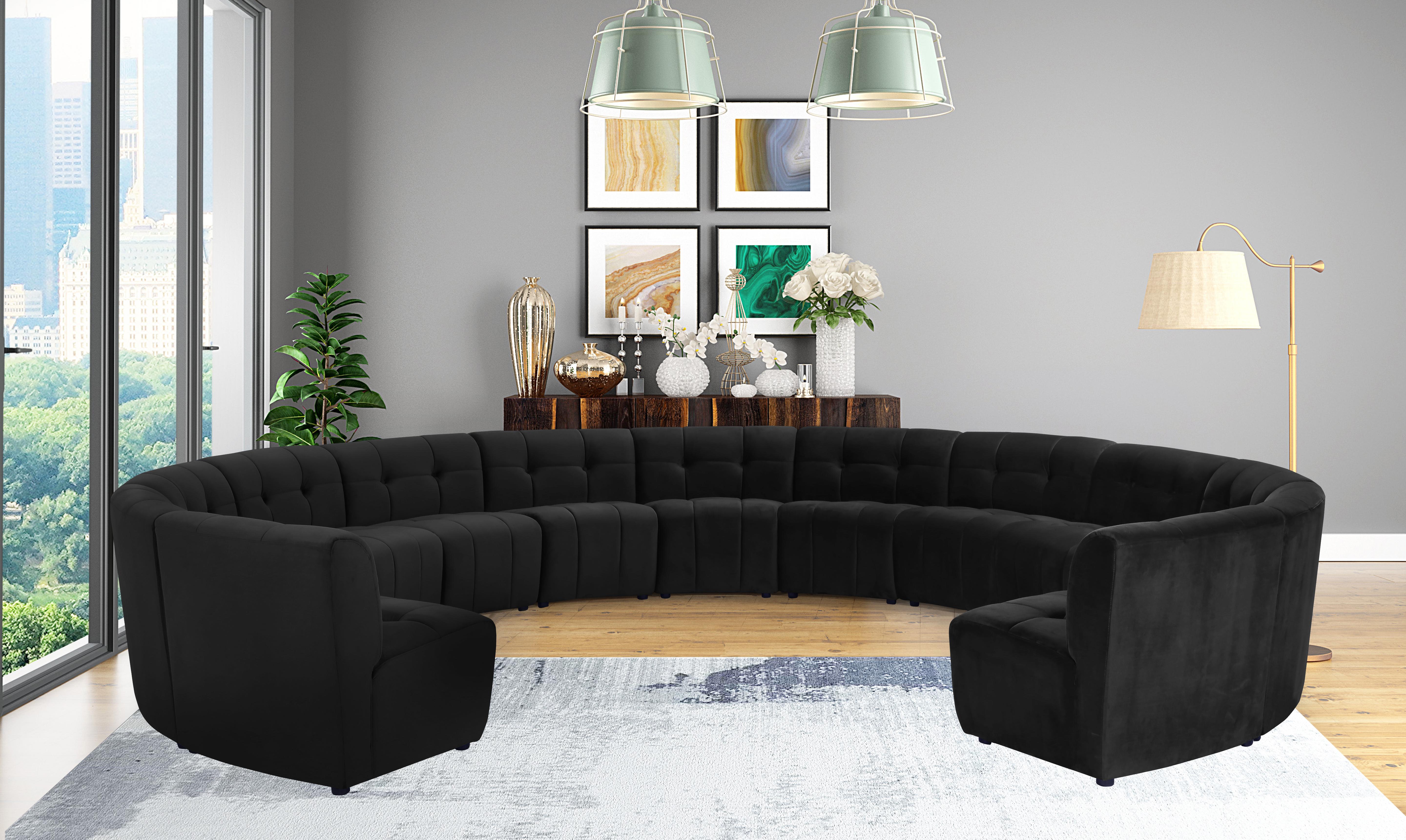 Limitless Black Velvet 13pc. Modular Sectional - Luxury Home Furniture (MI)