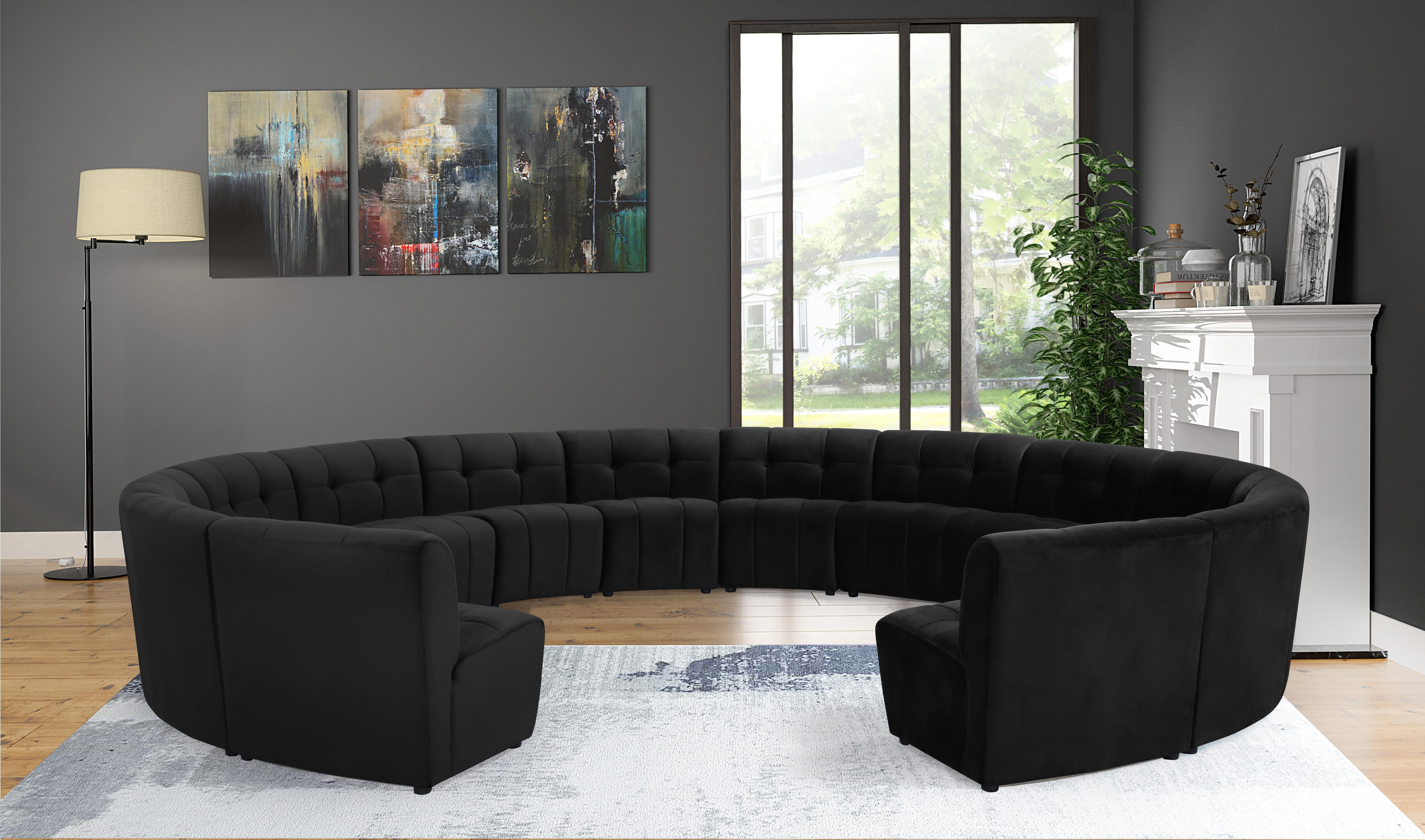 Limitless Black Velvet 14pc. Modular Sectional - Luxury Home Furniture (MI)