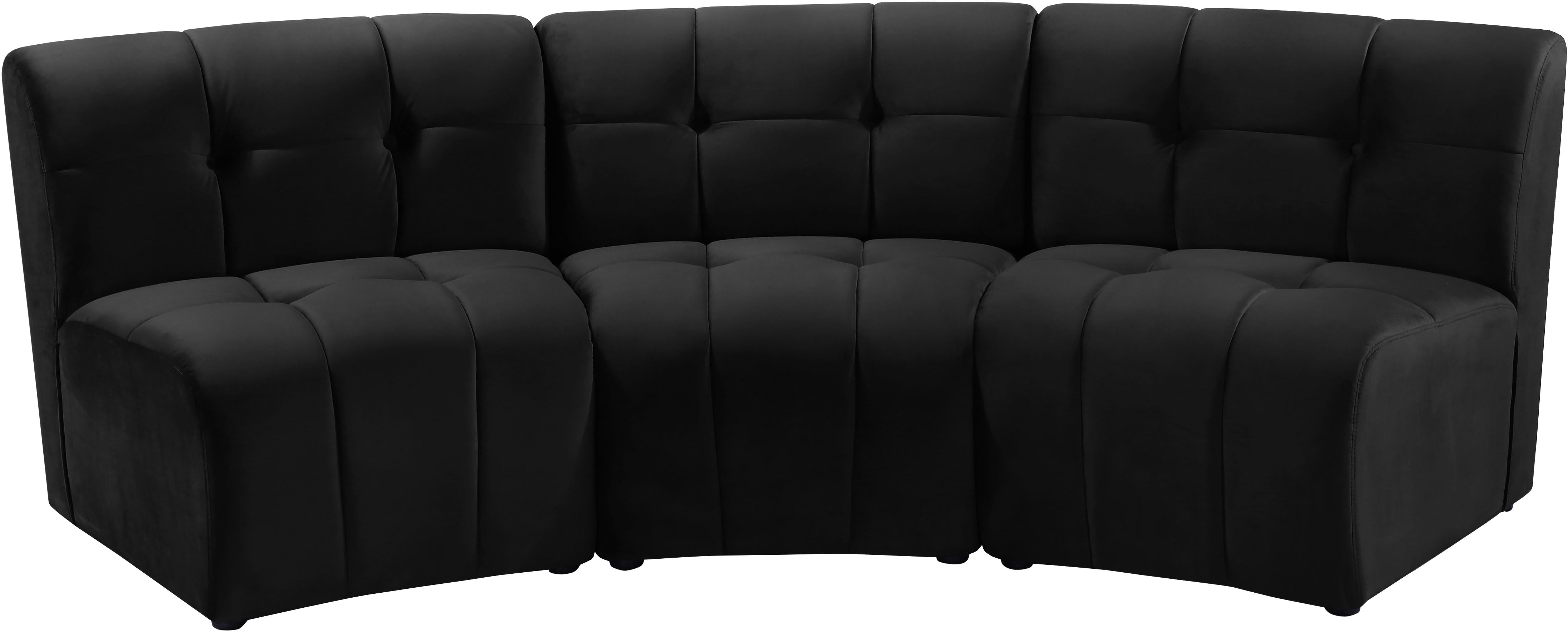 Limitless Black Velvet 3pc. Modular Sectional - Luxury Home Furniture (MI)
