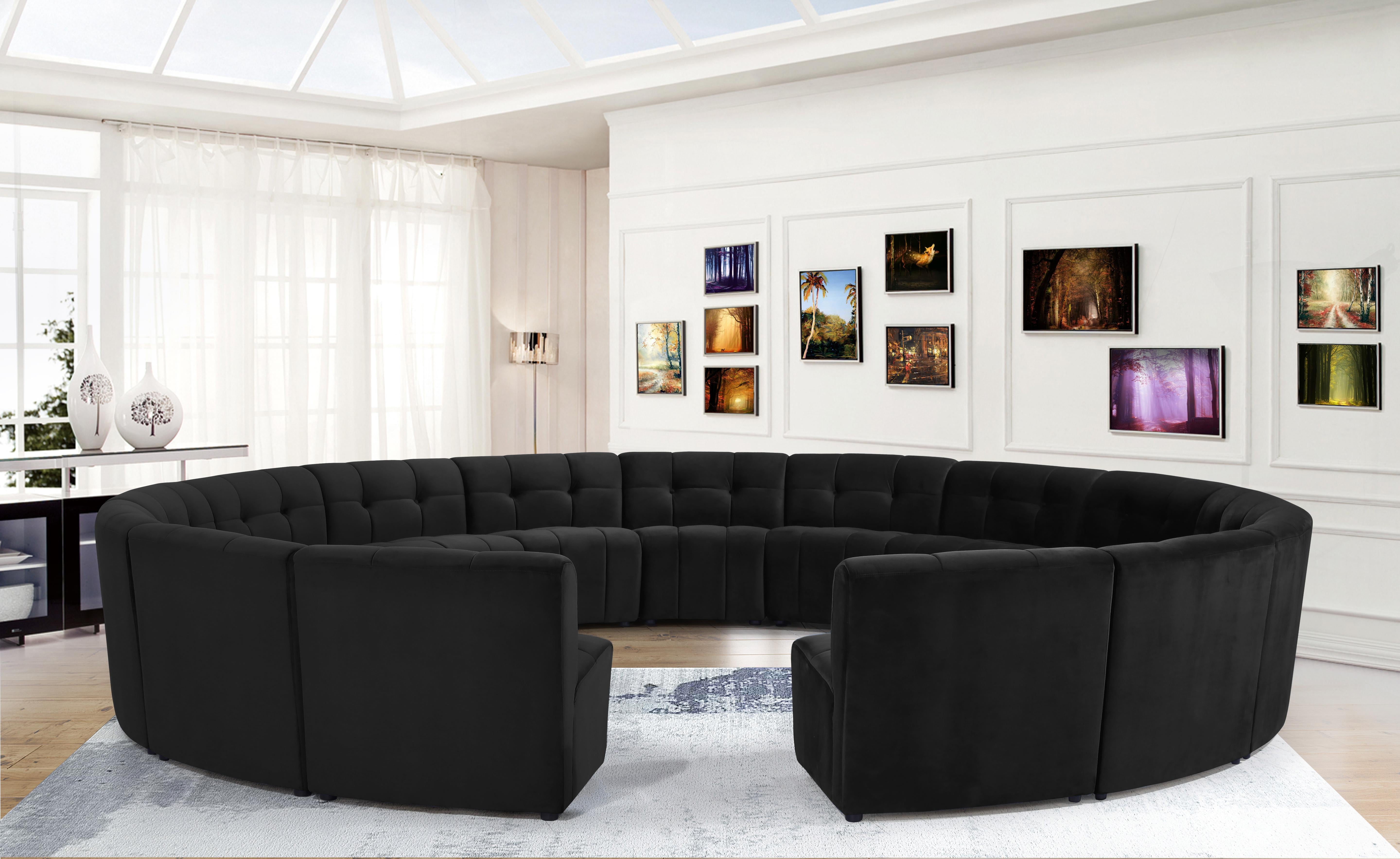 Limitless Black Velvet 15pc. Modular Sectional - Luxury Home Furniture (MI)