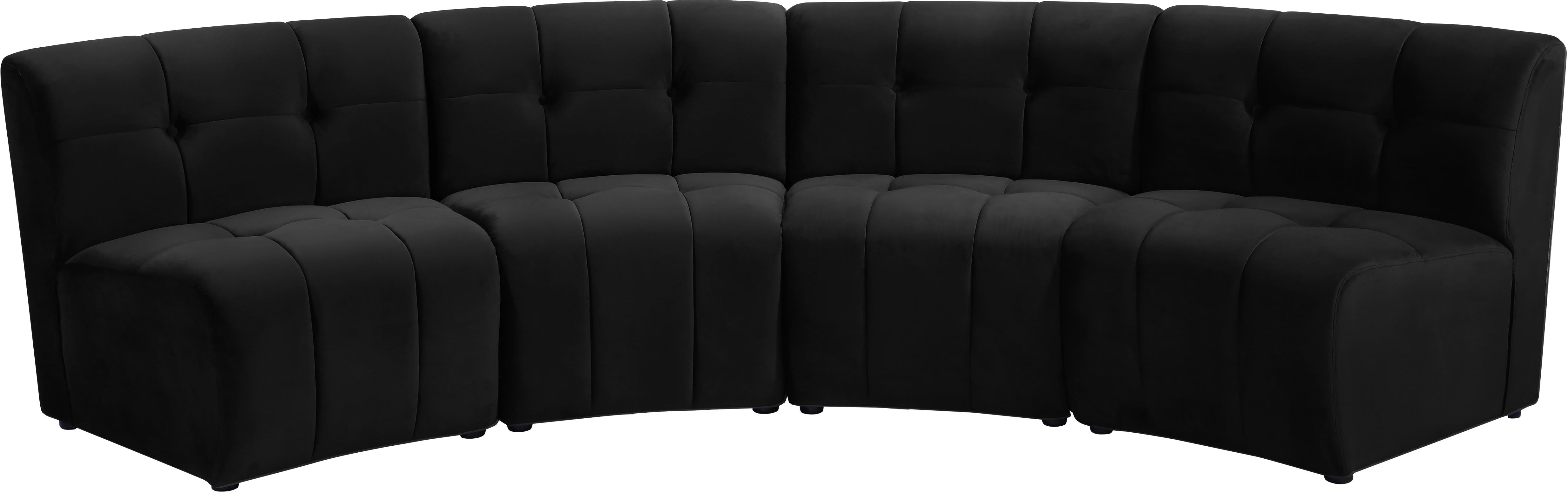 Limitless Black Velvet 4pc. Modular Sectional