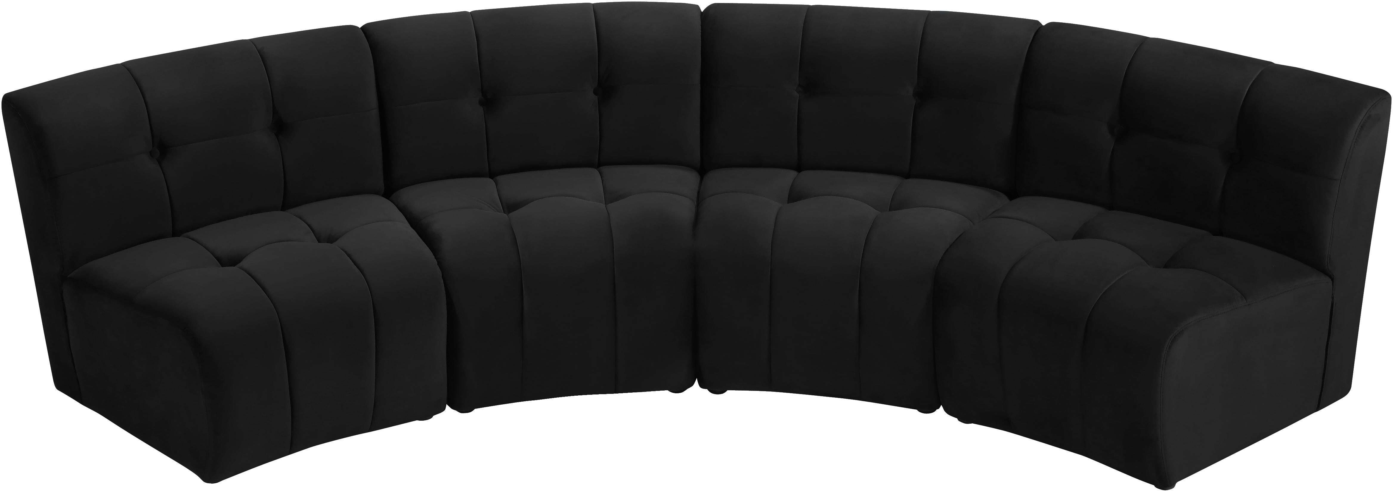 Limitless Black Velvet 4pc. Modular Sectional - Luxury Home Furniture (MI)