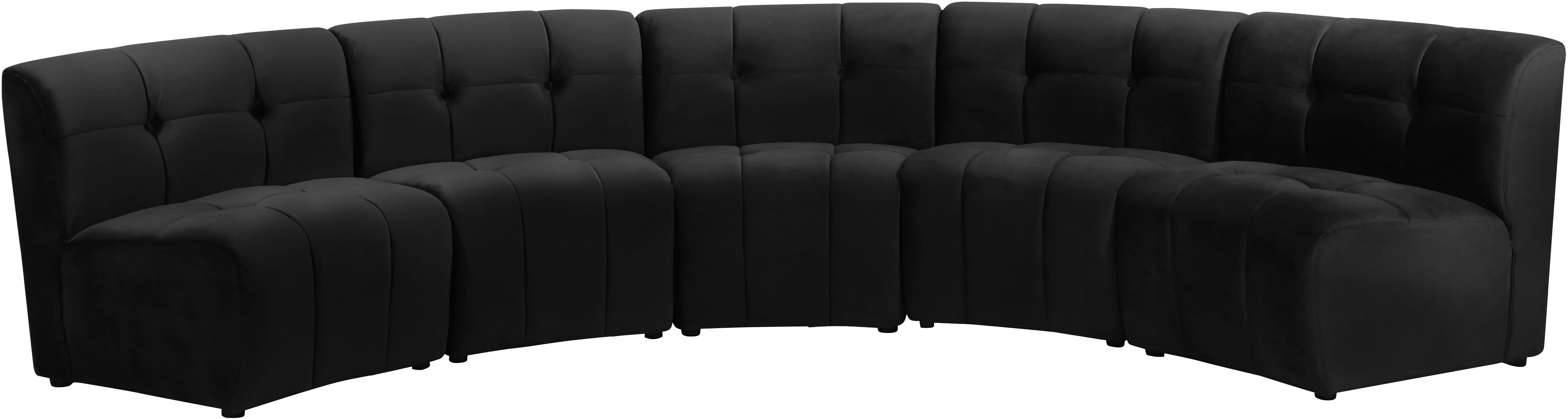 Limitless Black Velvet 5pc. Modular Sectional