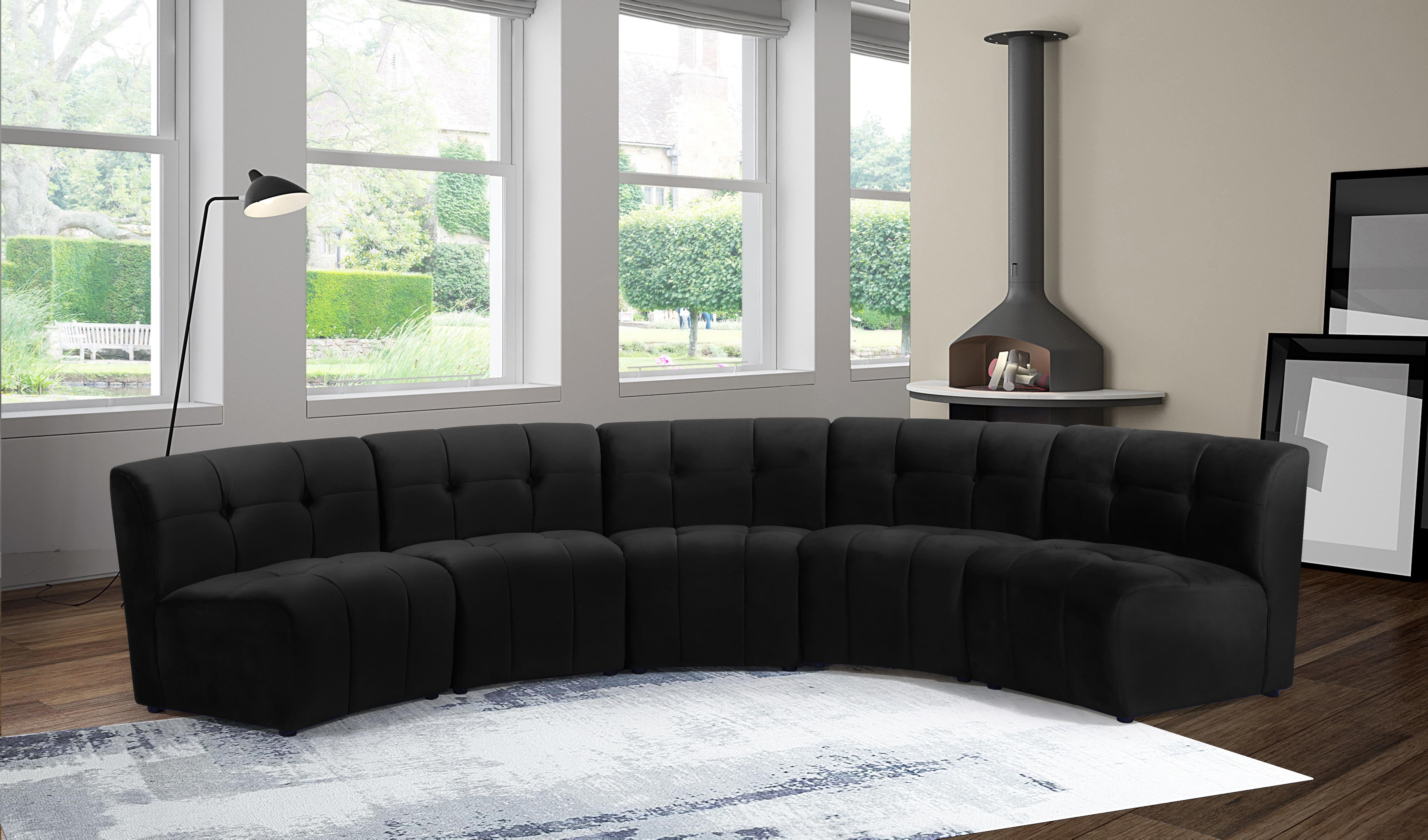 Limitless Black Velvet 5pc. Modular Sectional - Luxury Home Furniture (MI)