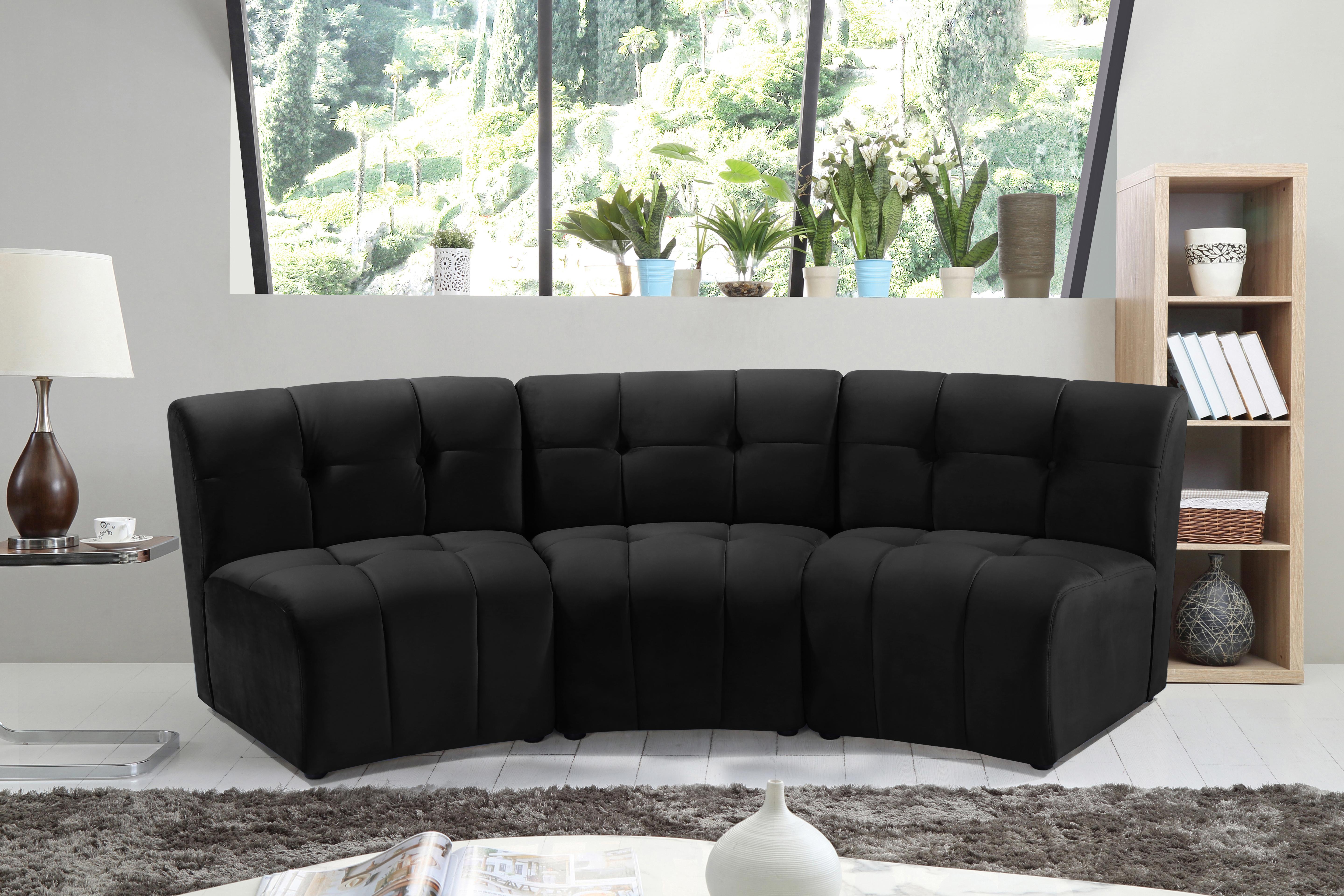 Limitless Black Velvet 3pc. Modular Sectional - Luxury Home Furniture (MI)