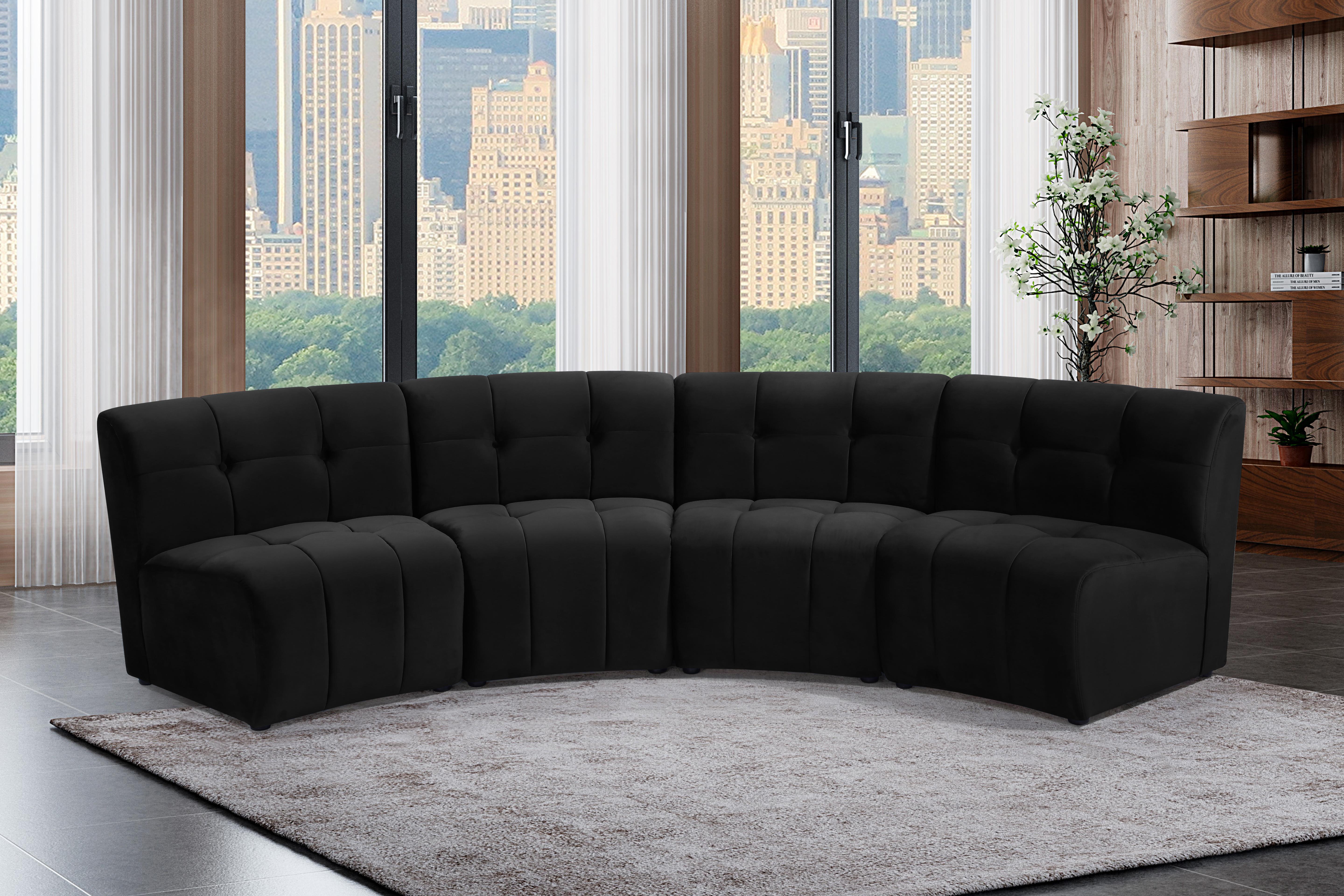 Limitless Black Velvet 4pc. Modular Sectional - Luxury Home Furniture (MI)