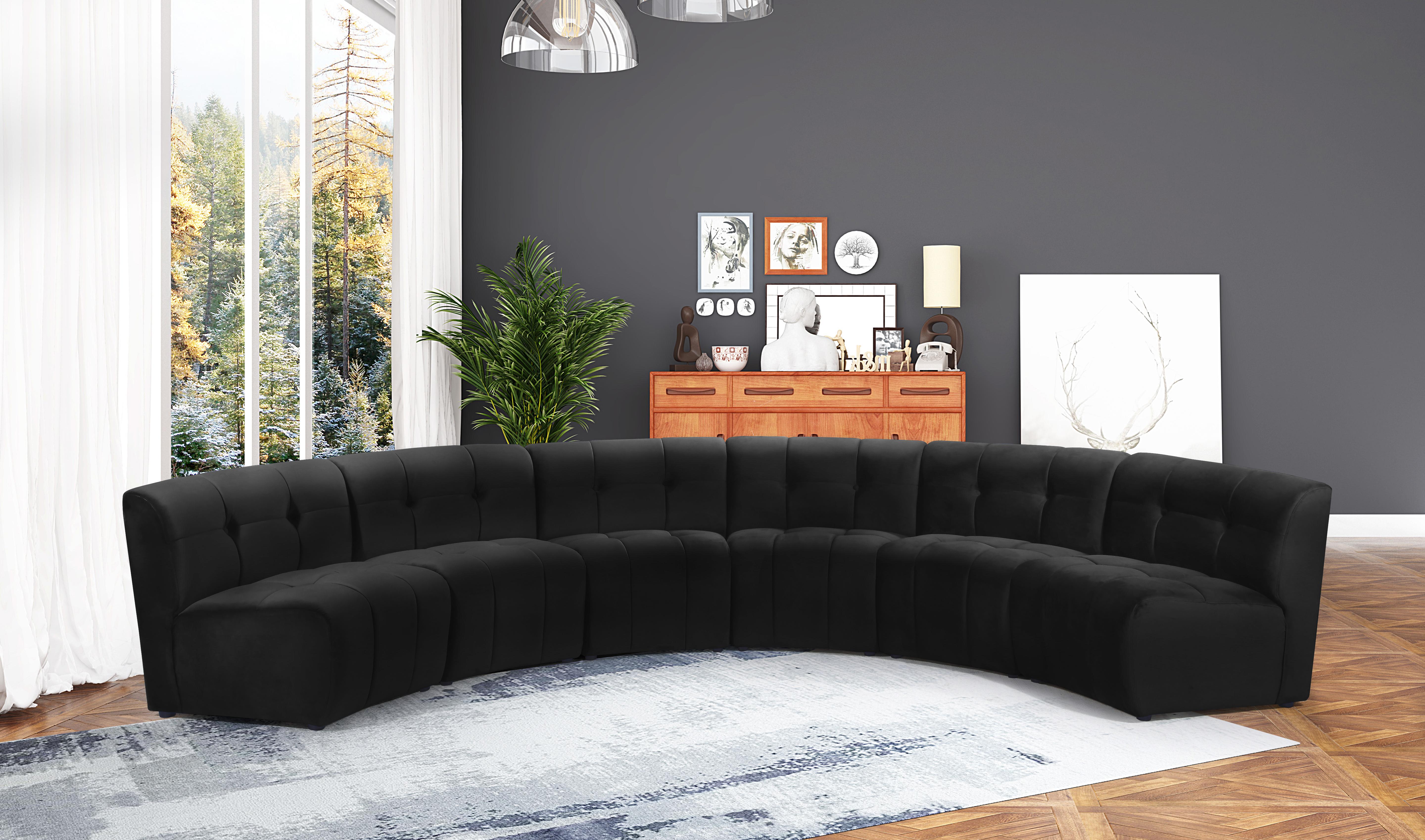 Limitless Black Velvet 6pc. Modular Sectional - Luxury Home Furniture (MI)
