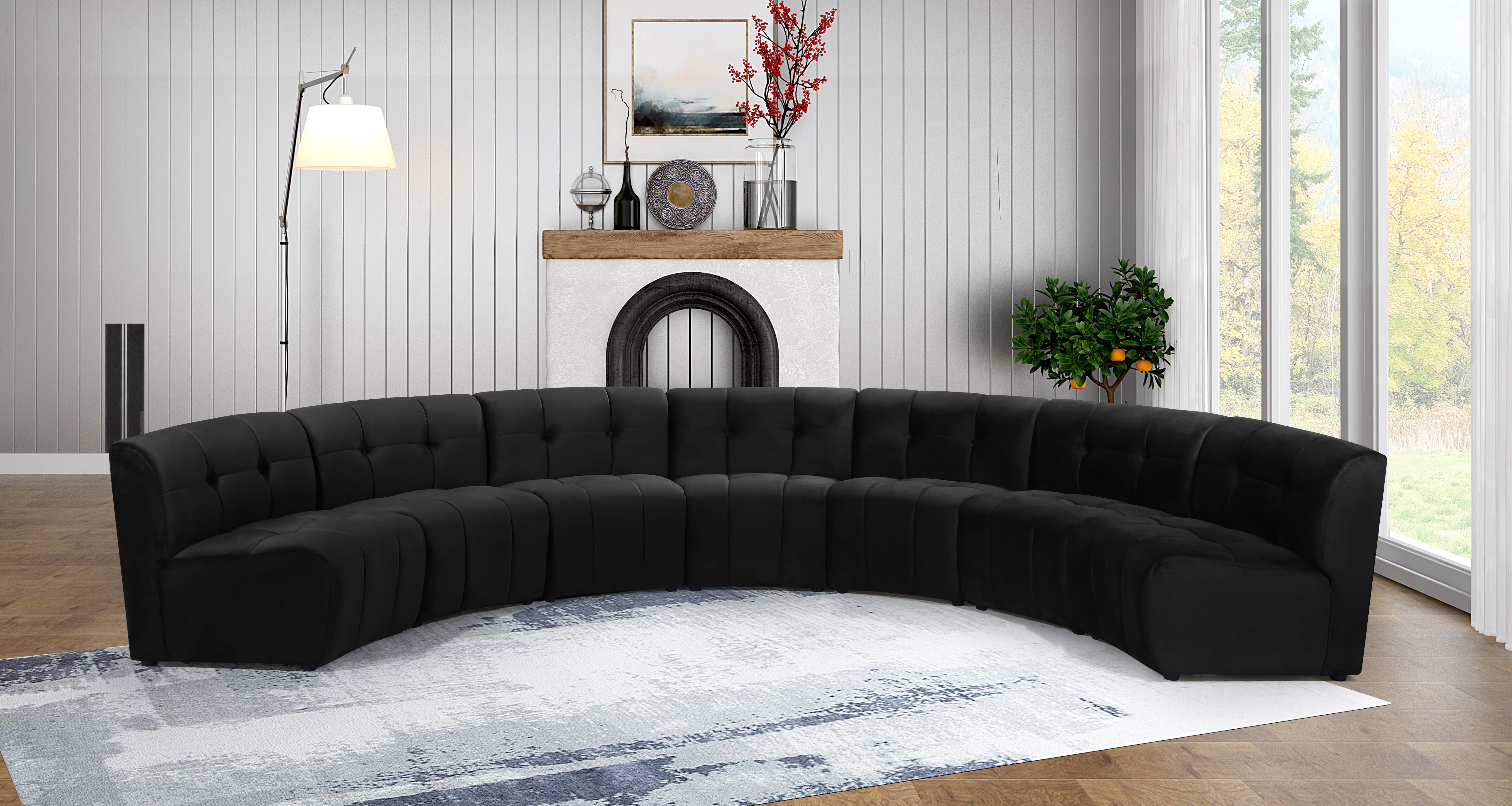 Limitless Black Velvet 7pc. Modular Sectional - Luxury Home Furniture (MI)
