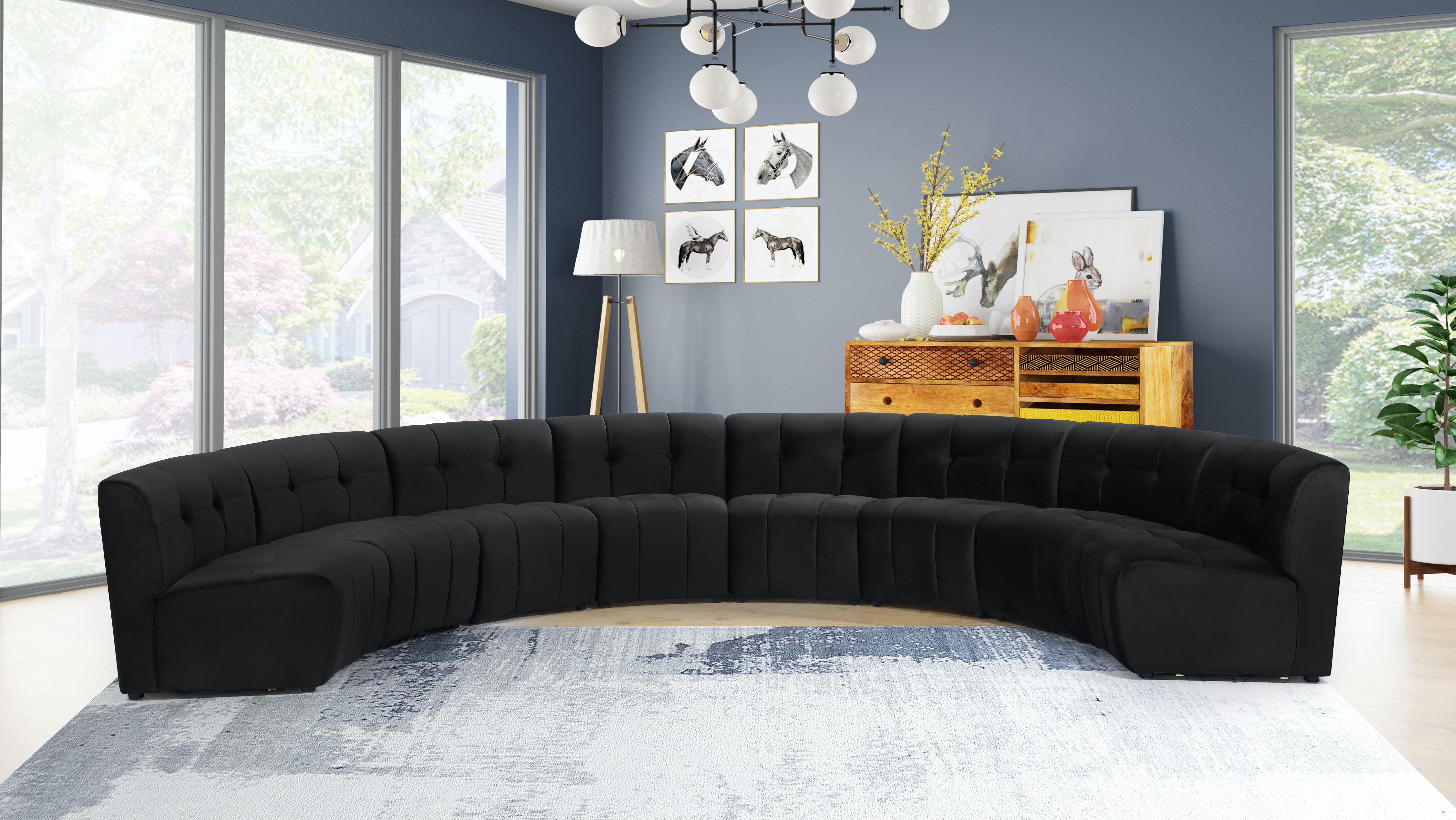 Limitless Black Velvet 8pc. Modular Sectional - Luxury Home Furniture (MI)