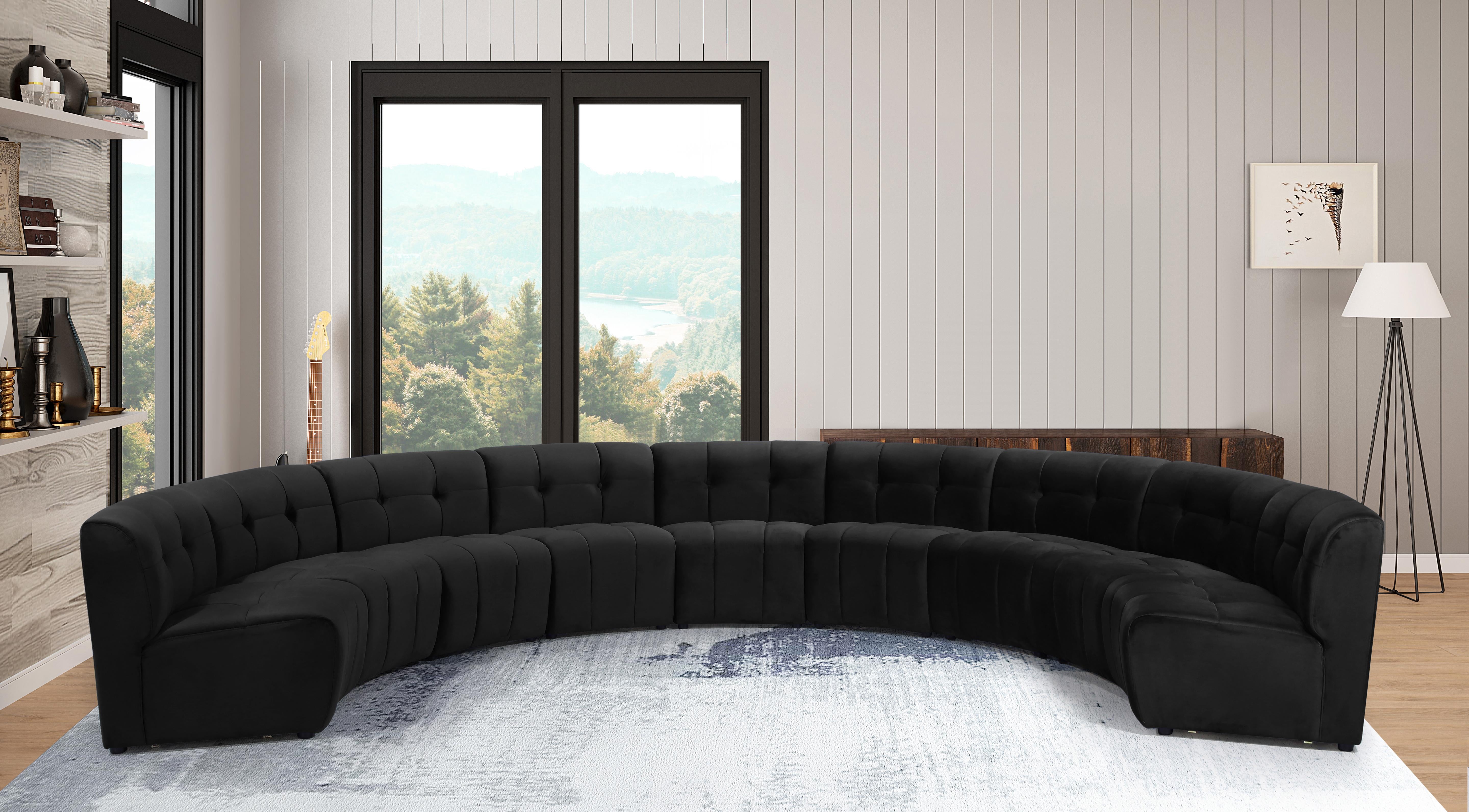 Limitless Black Velvet 9pc. Modular Sectional - Luxury Home Furniture (MI)