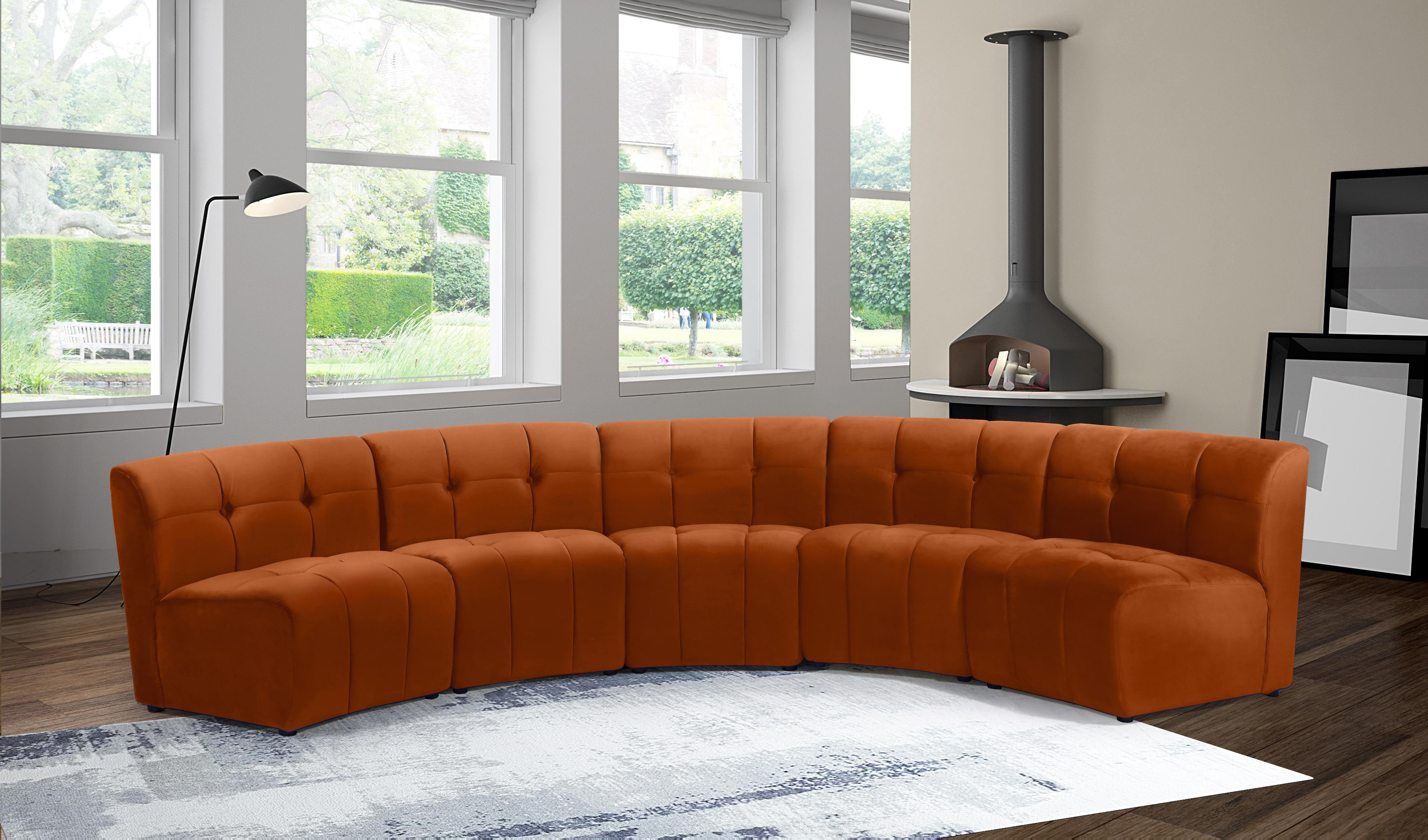 Limitless Cognac Velvet 5pc. Modular Sectional - Luxury Home Furniture (MI)