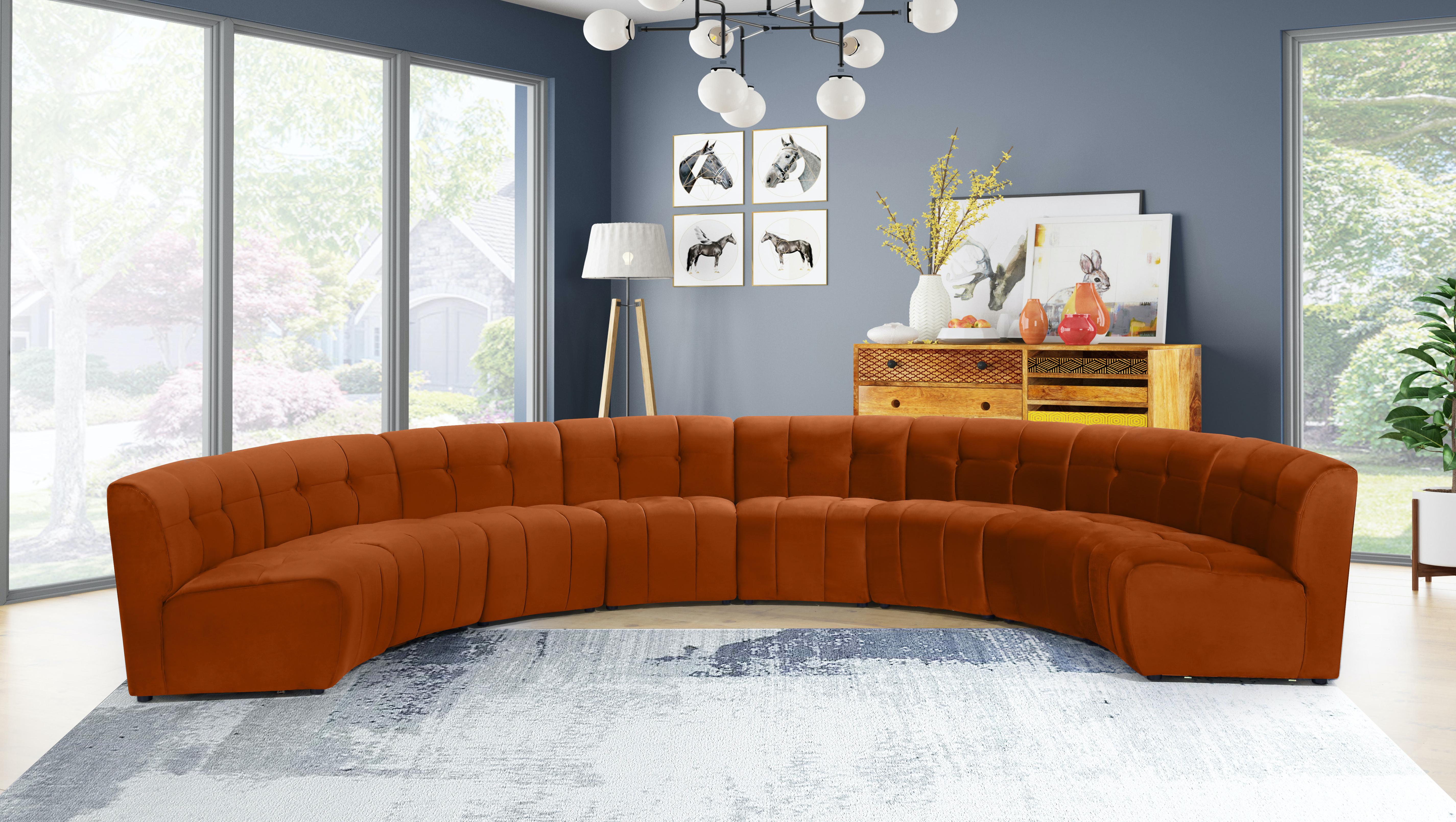 Limitless Cognac Velvet 8pc. Modular Sectional - Luxury Home Furniture (MI)