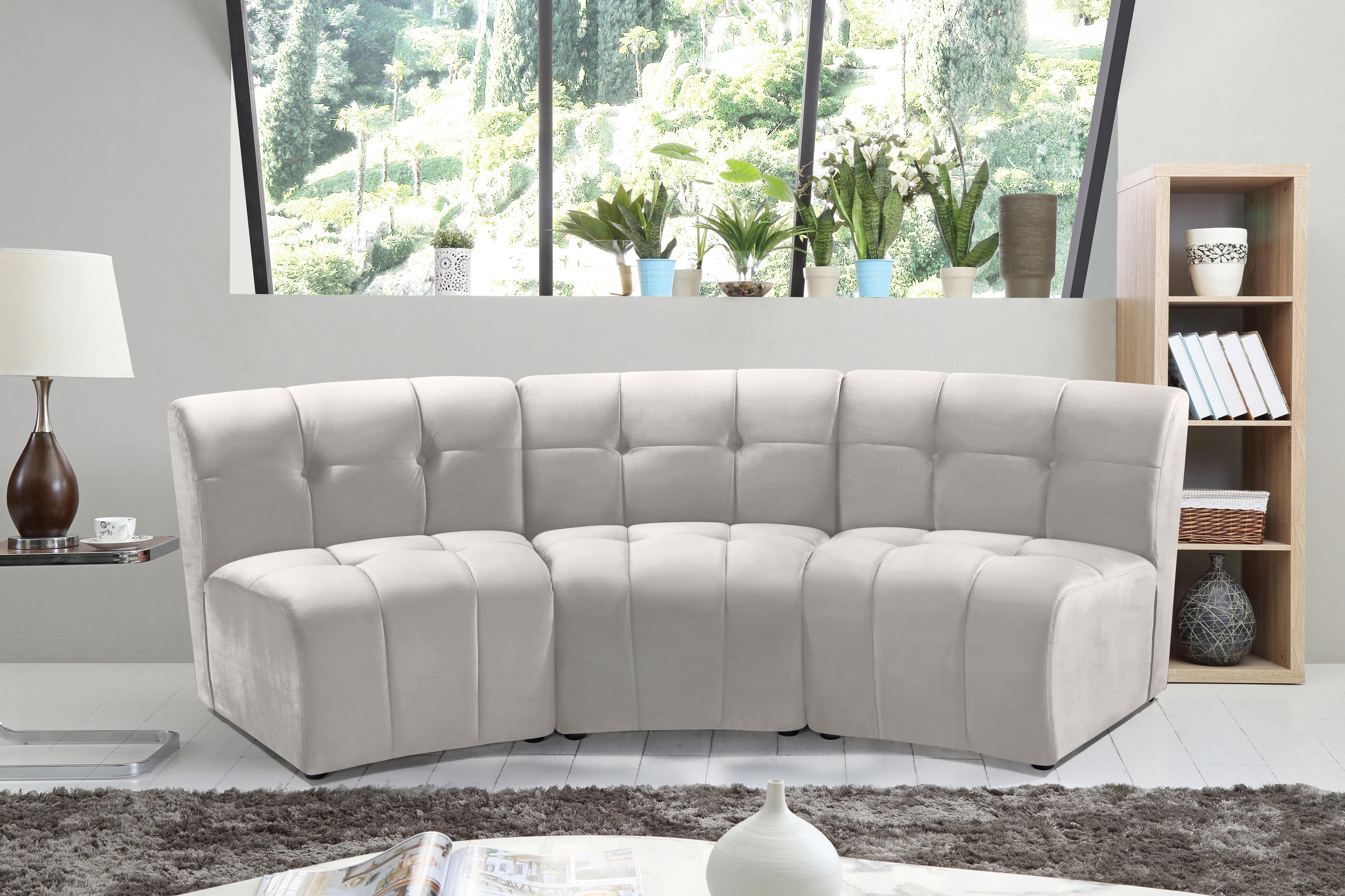 Limitless Cream Velvet 3pc. Modular Sectional - Luxury Home Furniture (MI)