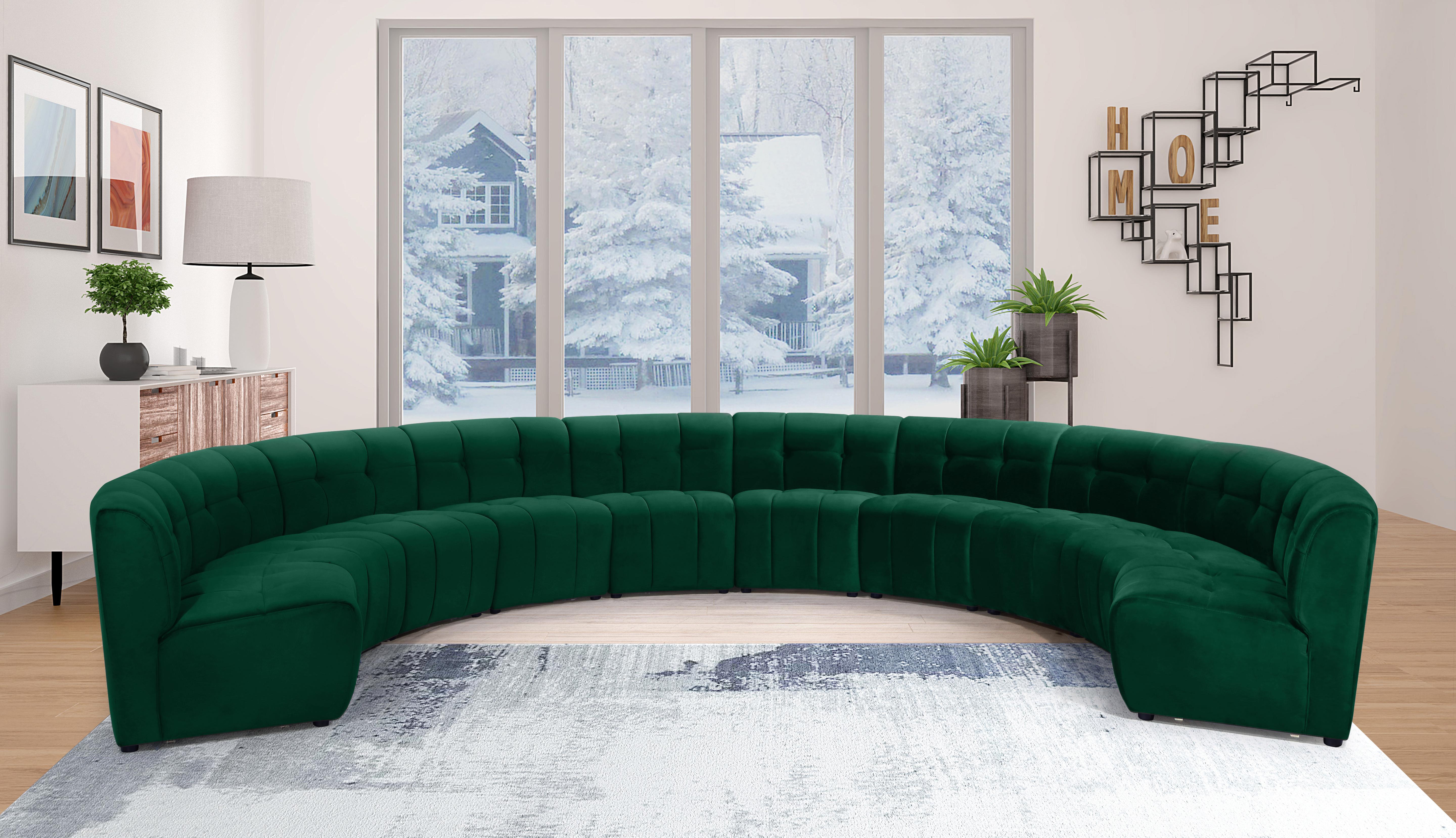 Limitless Green Velvet 10pc. Modular Sectional - Luxury Home Furniture (MI)