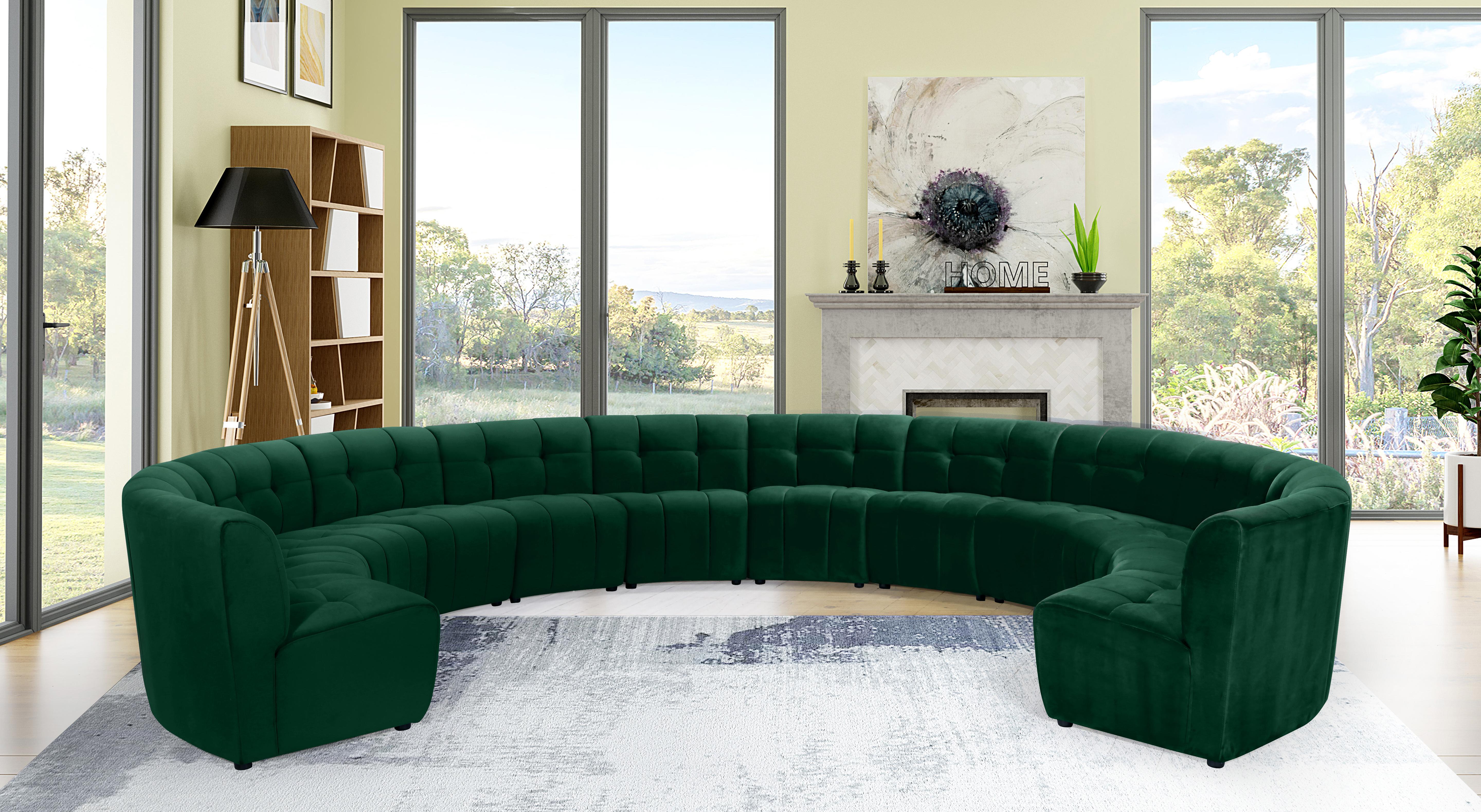 Limitless Green Velvet 12pc. Modular Sectional - Luxury Home Furniture (MI)