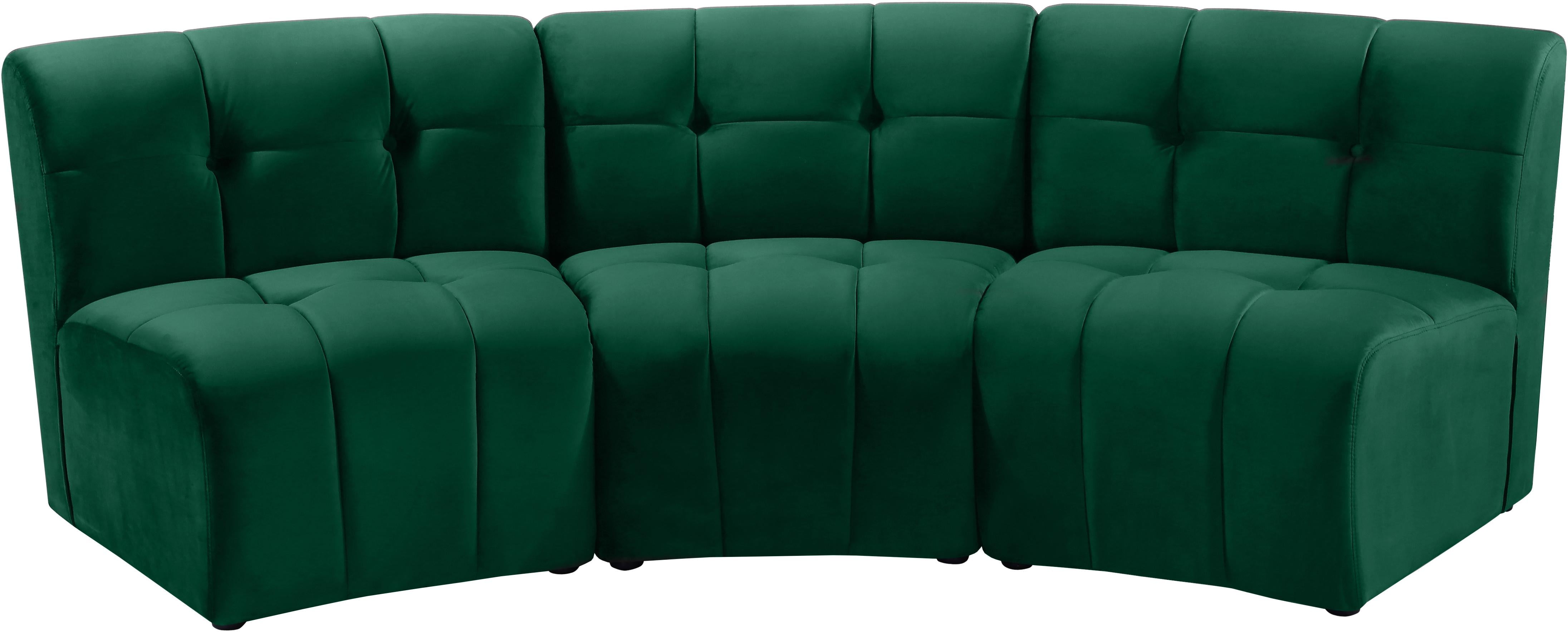 Limitless Green Velvet 3pc. Modular Sectional - Luxury Home Furniture (MI)
