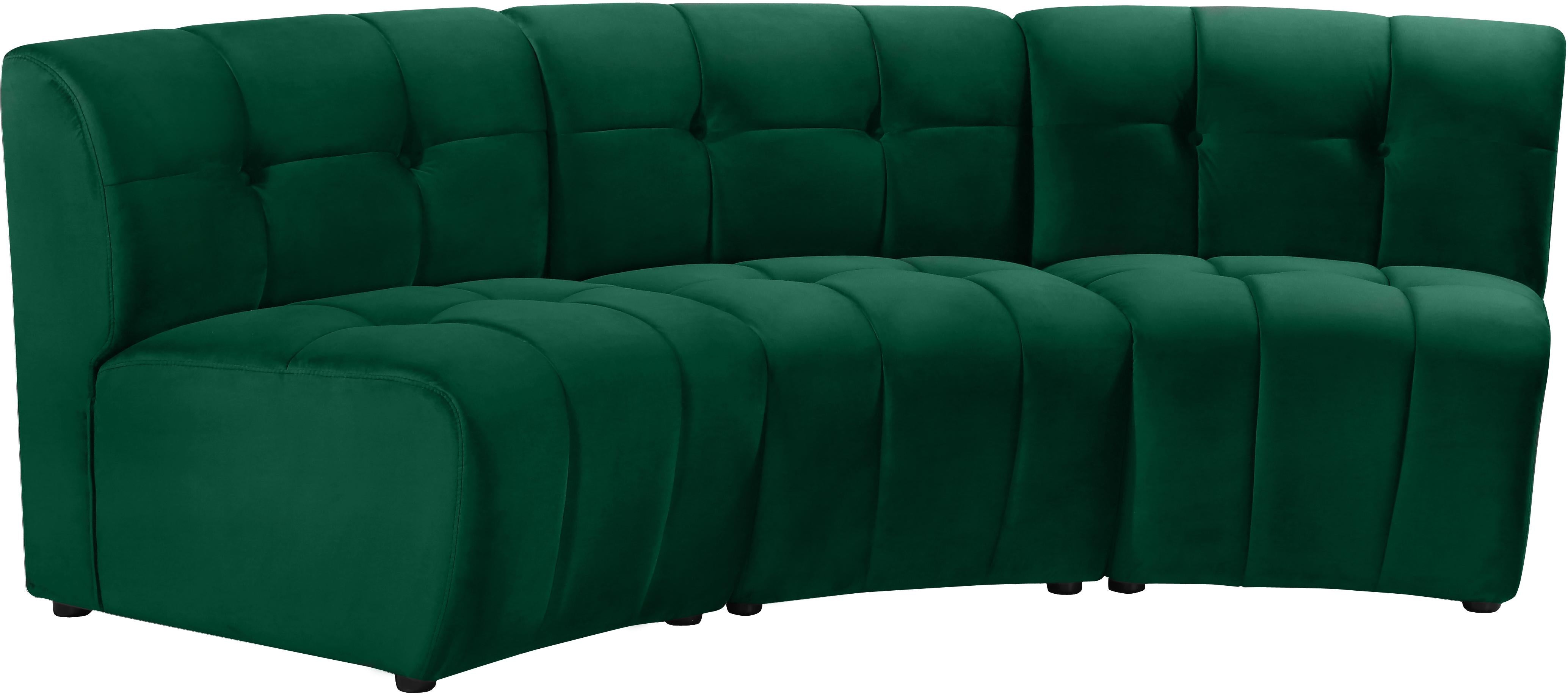Limitless Green Velvet 3pc. Modular Sectional - Luxury Home Furniture (MI)