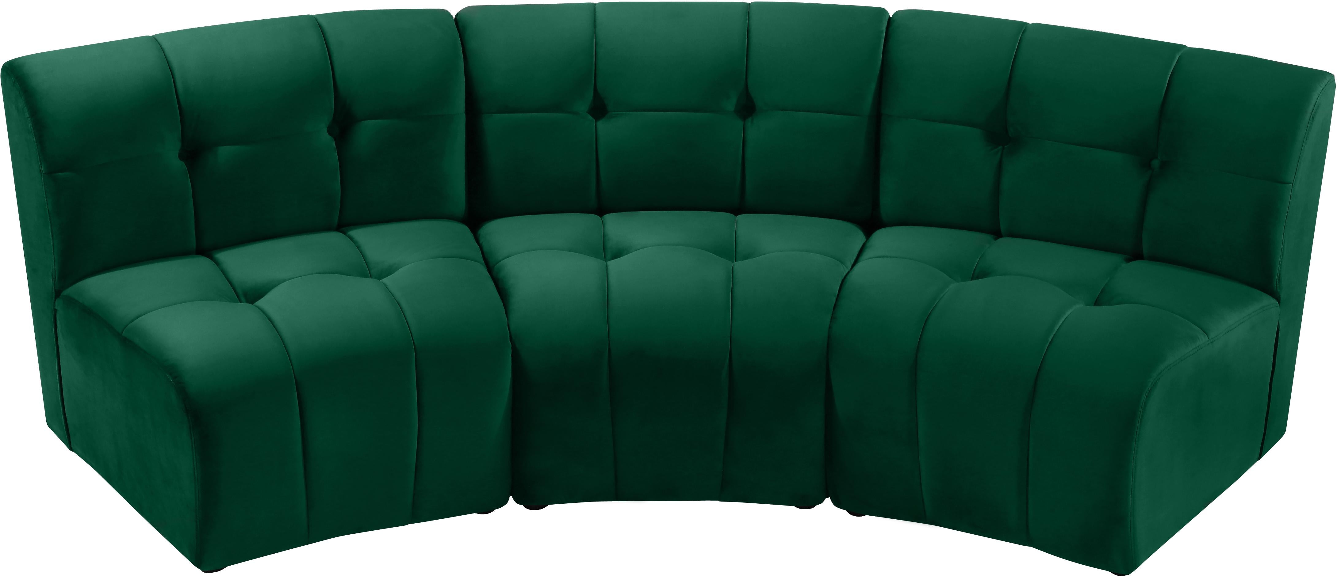 Limitless Green Velvet 3pc. Modular Sectional - Luxury Home Furniture (MI)