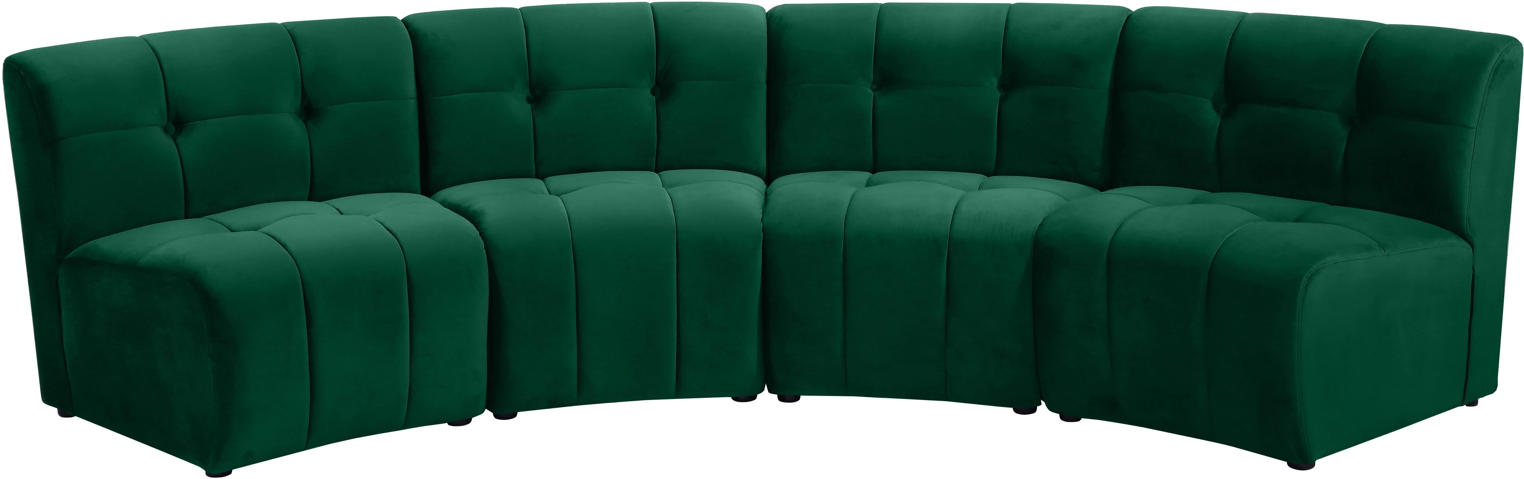 Limitless Green Velvet 4pc. Modular Sectional