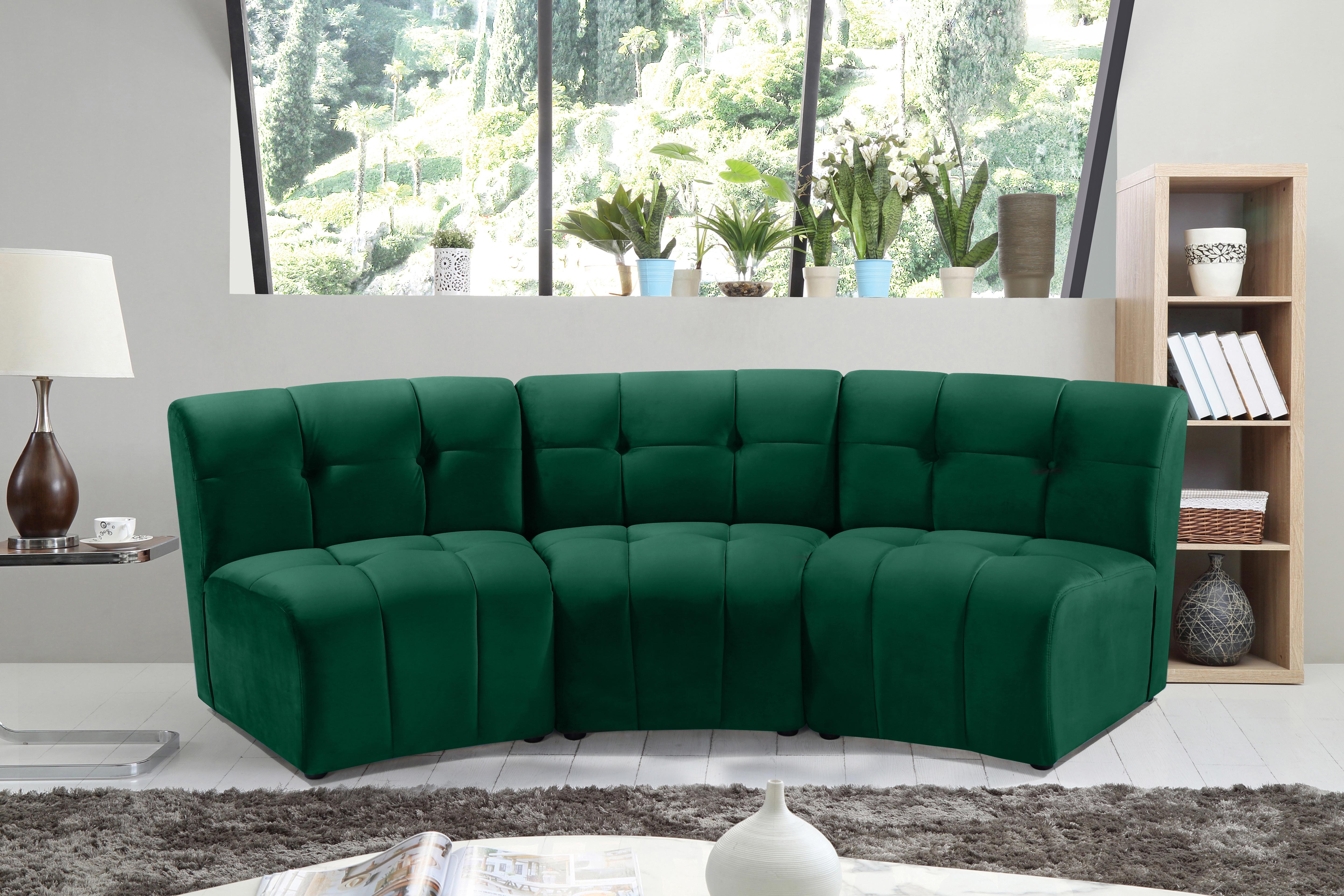 Limitless Green Velvet 3pc. Modular Sectional - Luxury Home Furniture (MI)