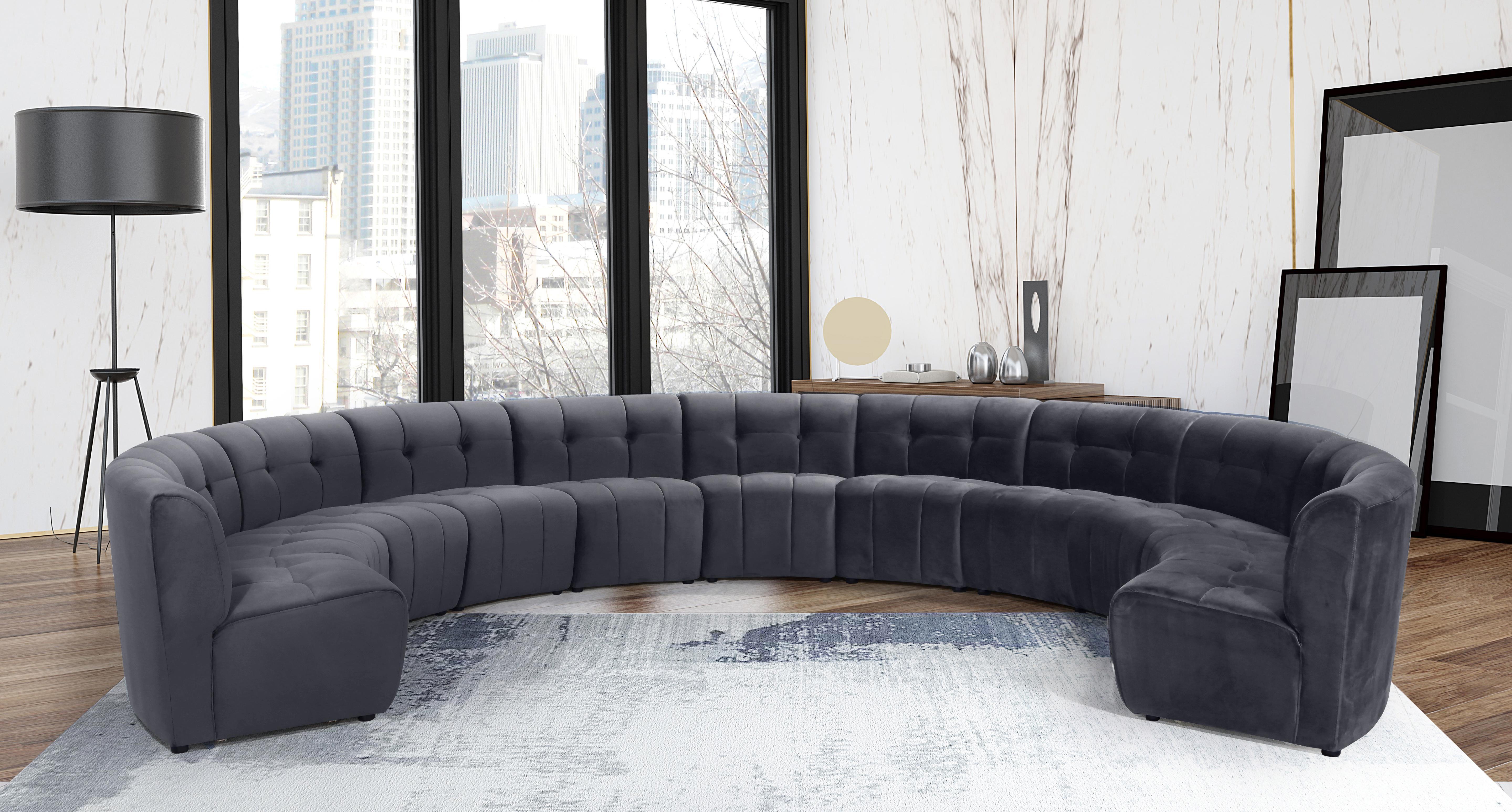 Limitless Grey Velvet 11pc. Modular Sectional - Luxury Home Furniture (MI)