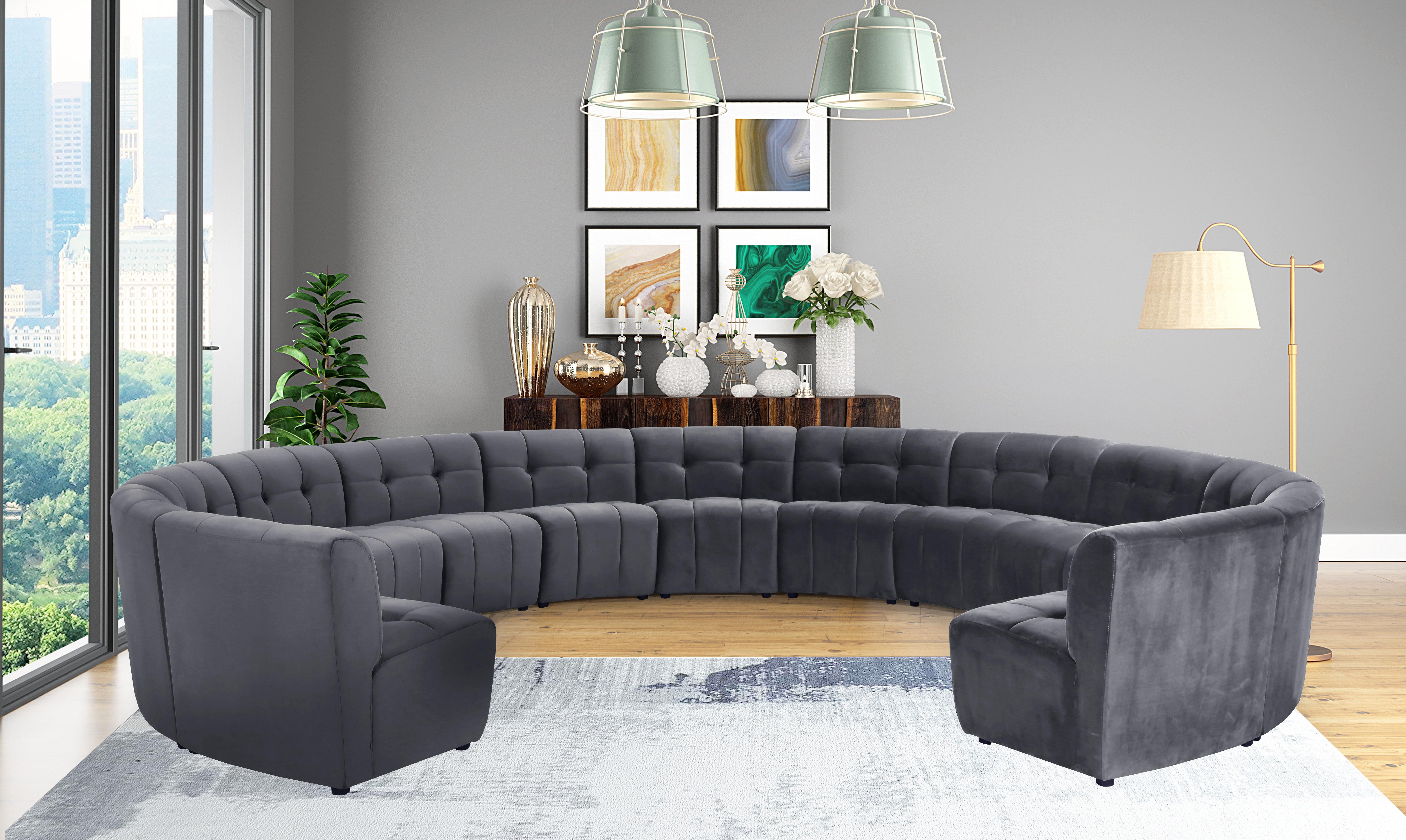 Limitless Grey Velvet 13pc. Modular Sectional - Luxury Home Furniture (MI)