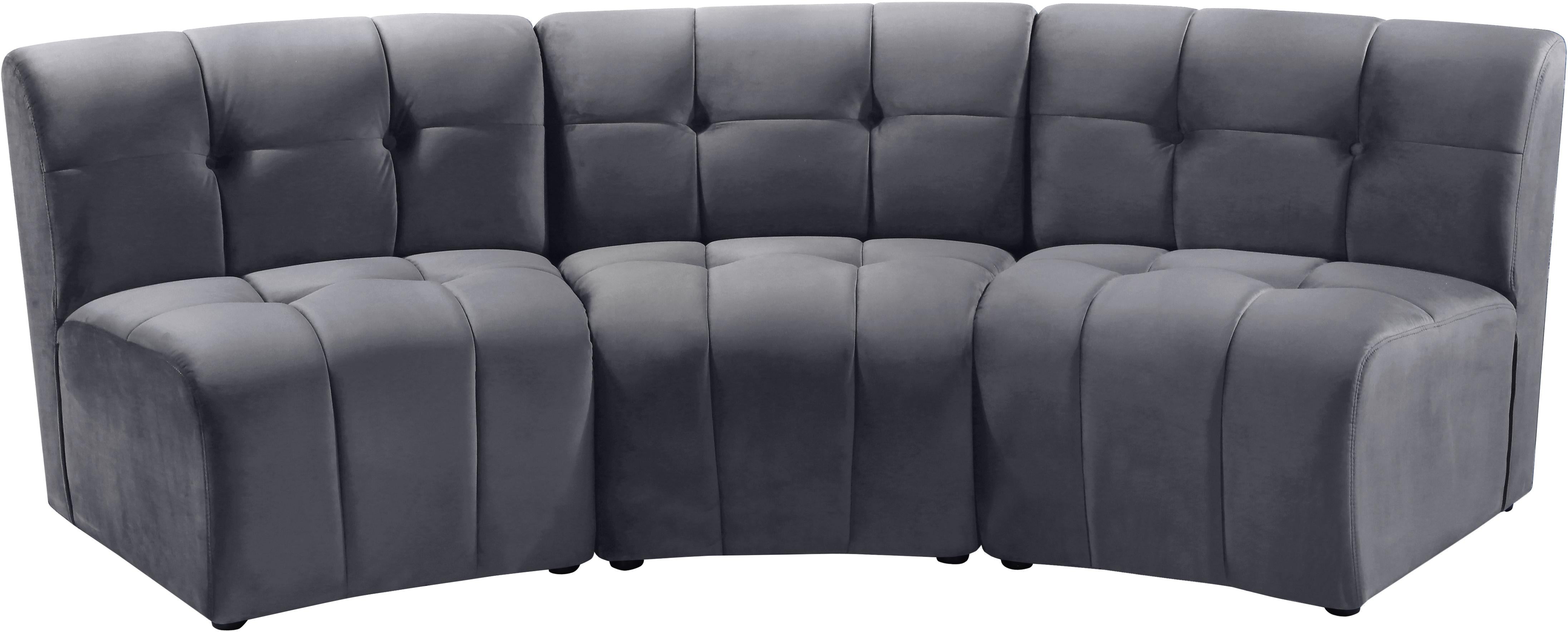 Limitless Grey Velvet 3pc. Modular Sectional