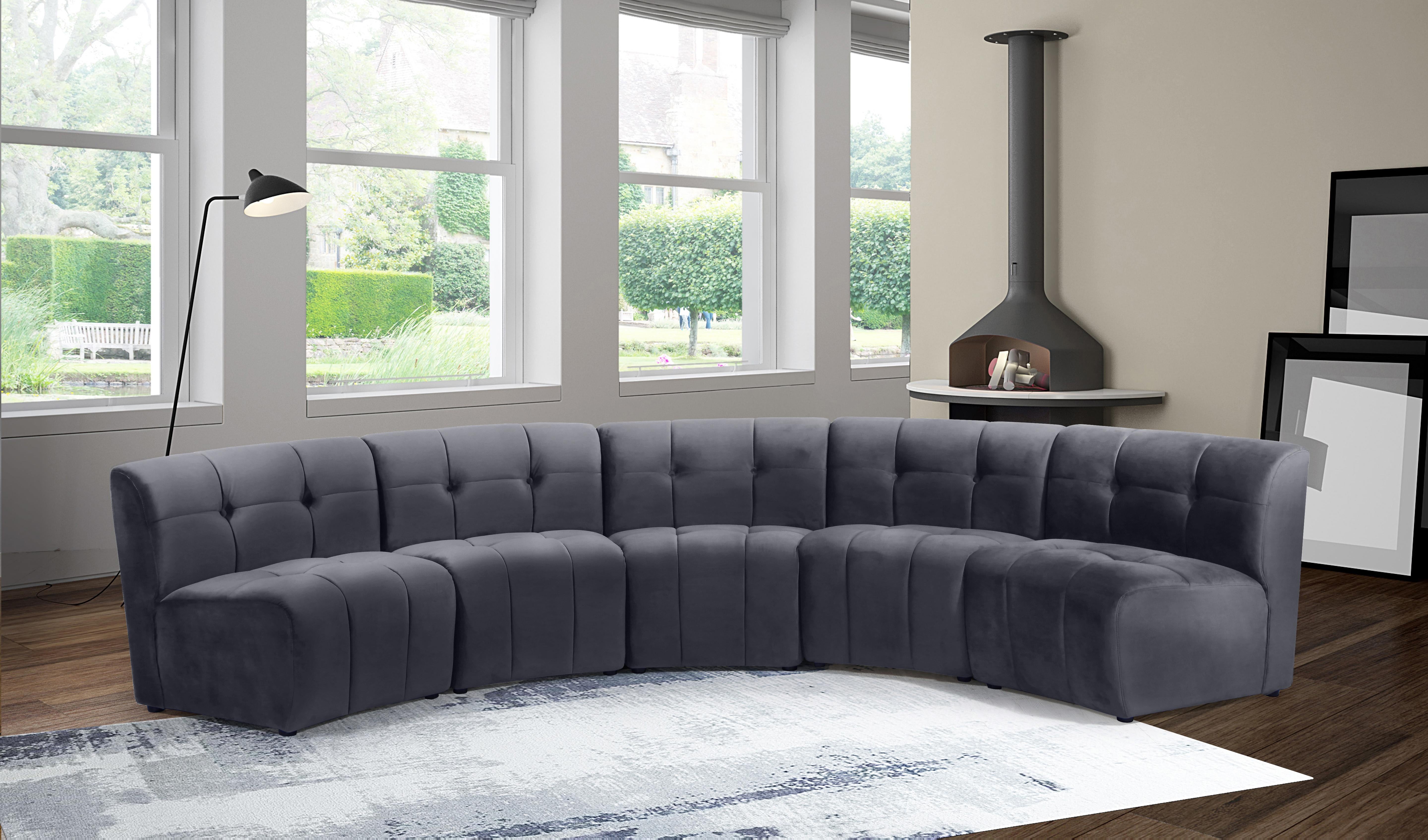 Limitless Grey Velvet 5pc. Modular Sectional - Luxury Home Furniture (MI)