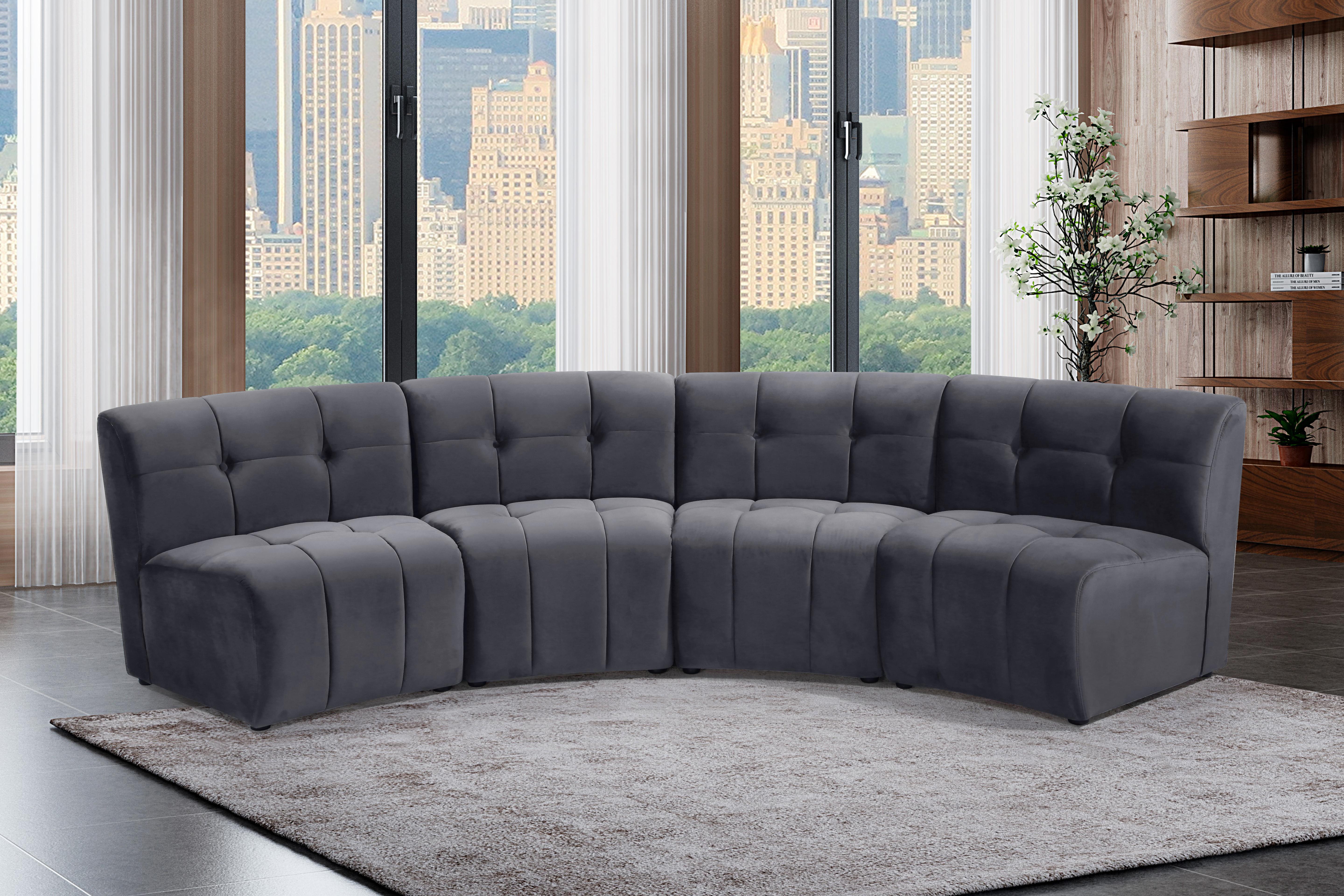 Limitless Grey Velvet 4pc. Modular Sectional - Luxury Home Furniture (MI)