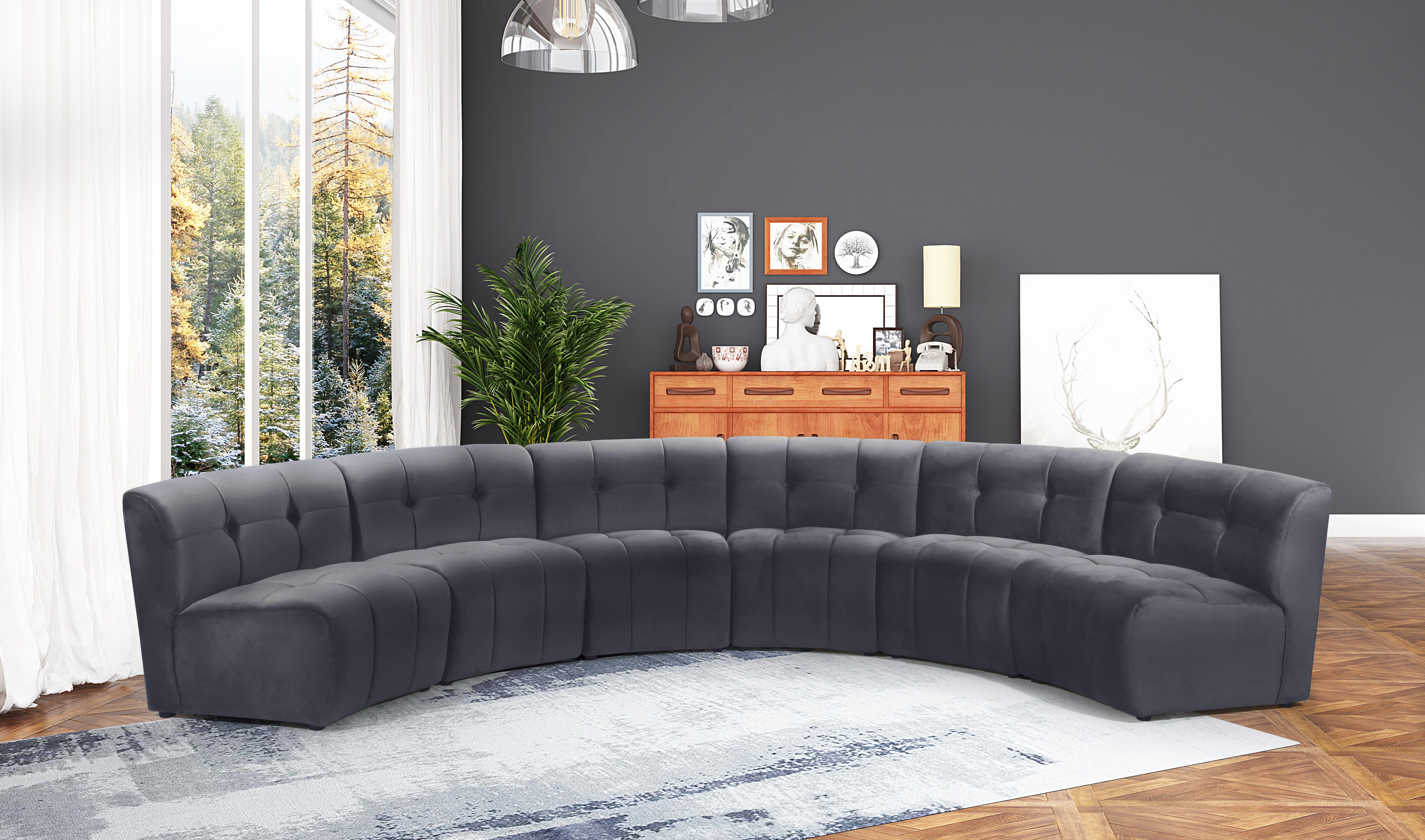 Limitless Grey Velvet 6pc. Modular Sectional - Luxury Home Furniture (MI)