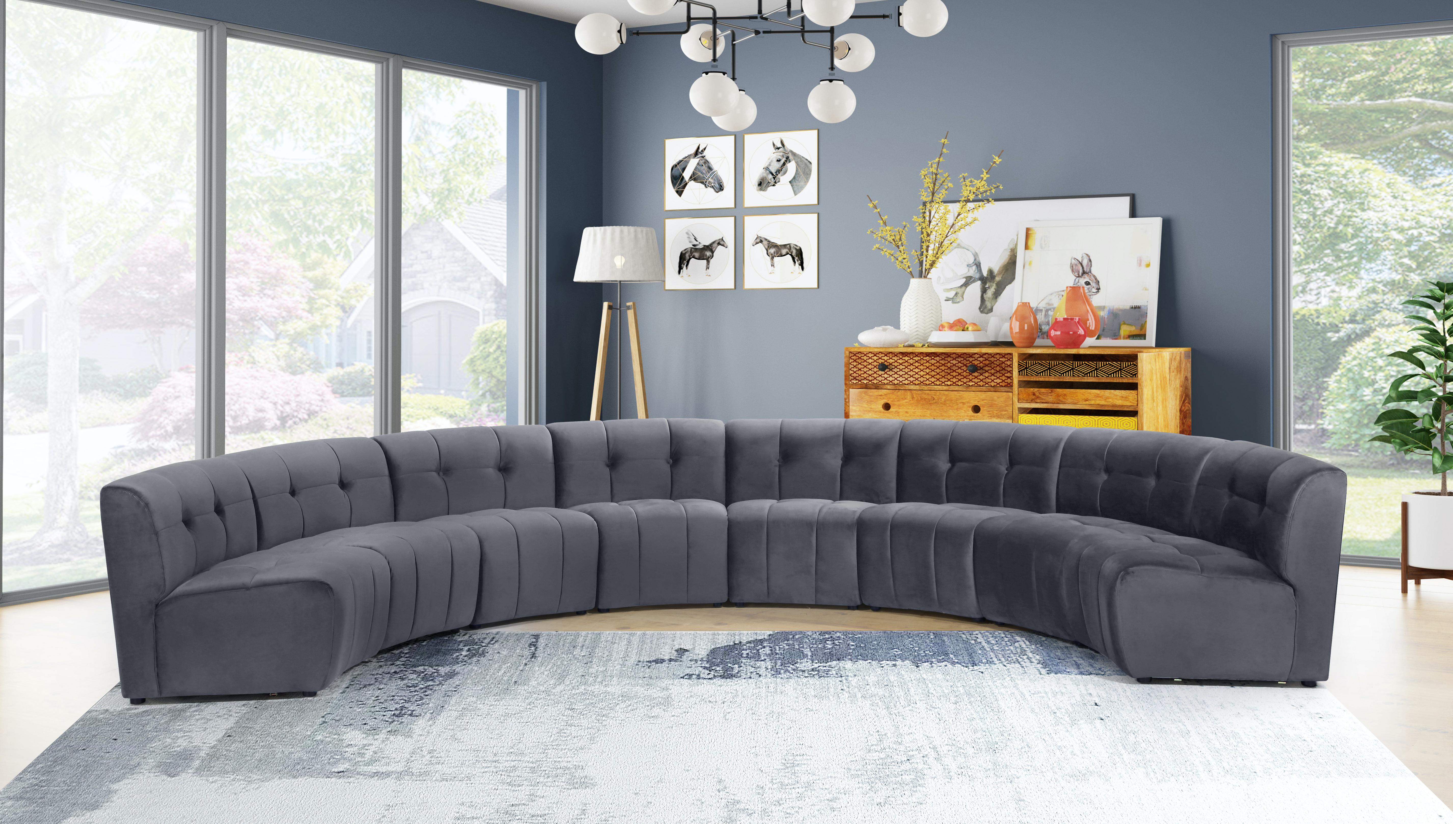 Limitless Grey Velvet 8pc. Modular Sectional - Luxury Home Furniture (MI)