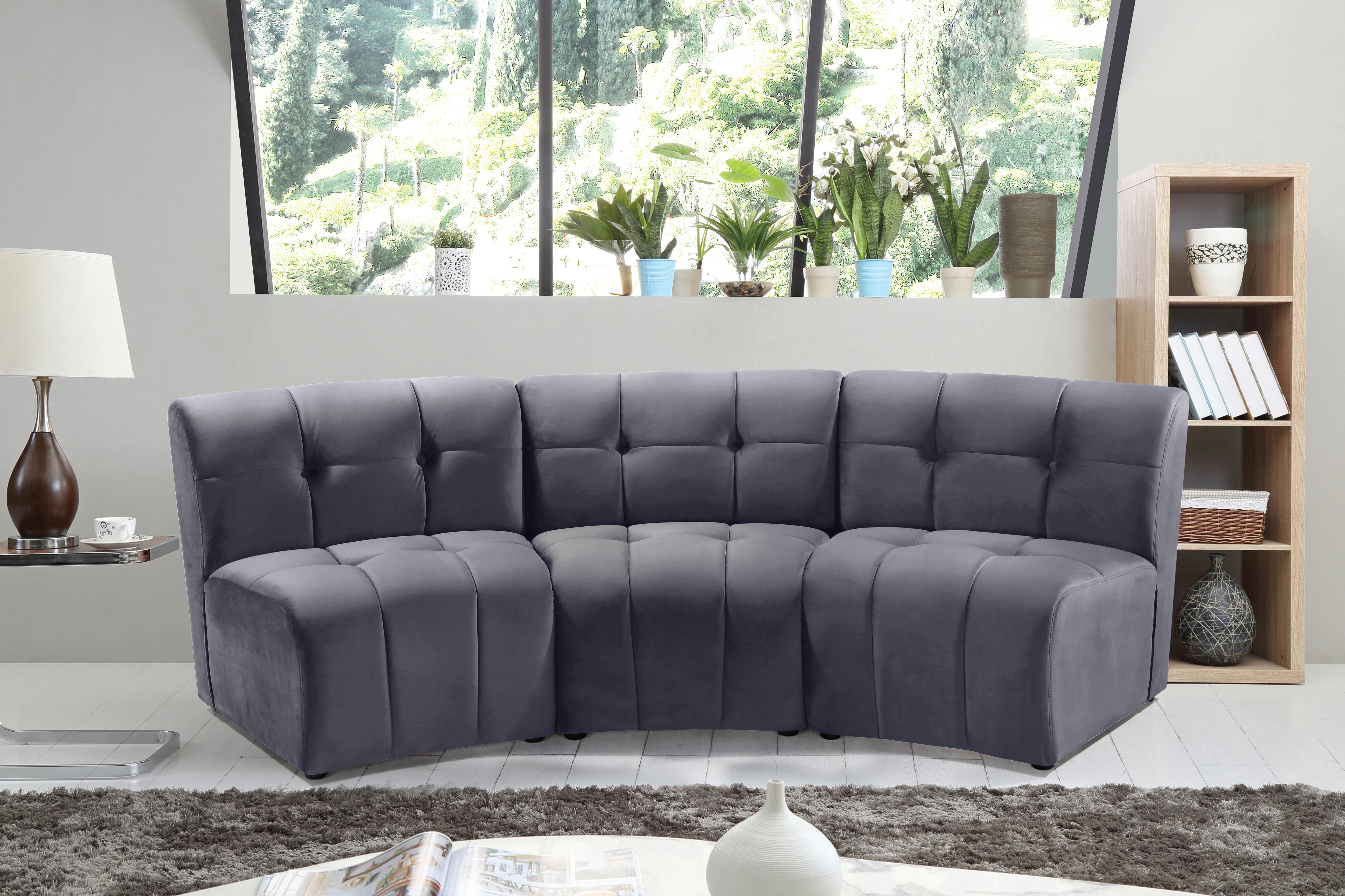 Limitless Grey Velvet 3pc. Modular Sectional - Luxury Home Furniture (MI)