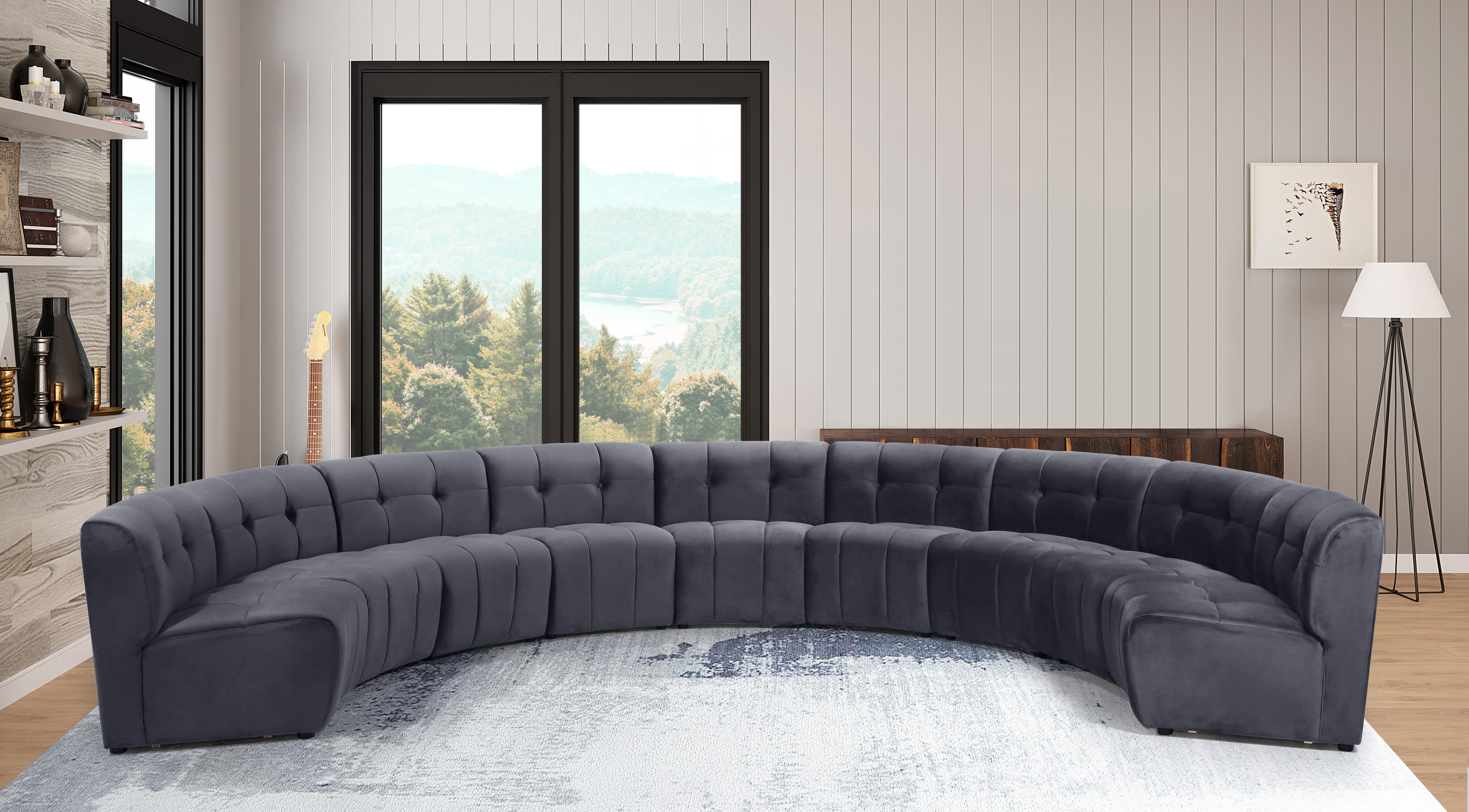 Limitless Grey Velvet 9pc. Modular Sectional - Luxury Home Furniture (MI)